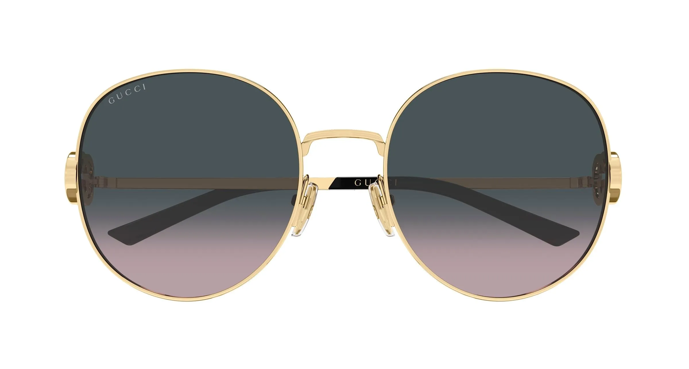 Gucci GG2047S 002 Occhiali da sole Metallo Oro Grigio Rotonda - immagine 2
