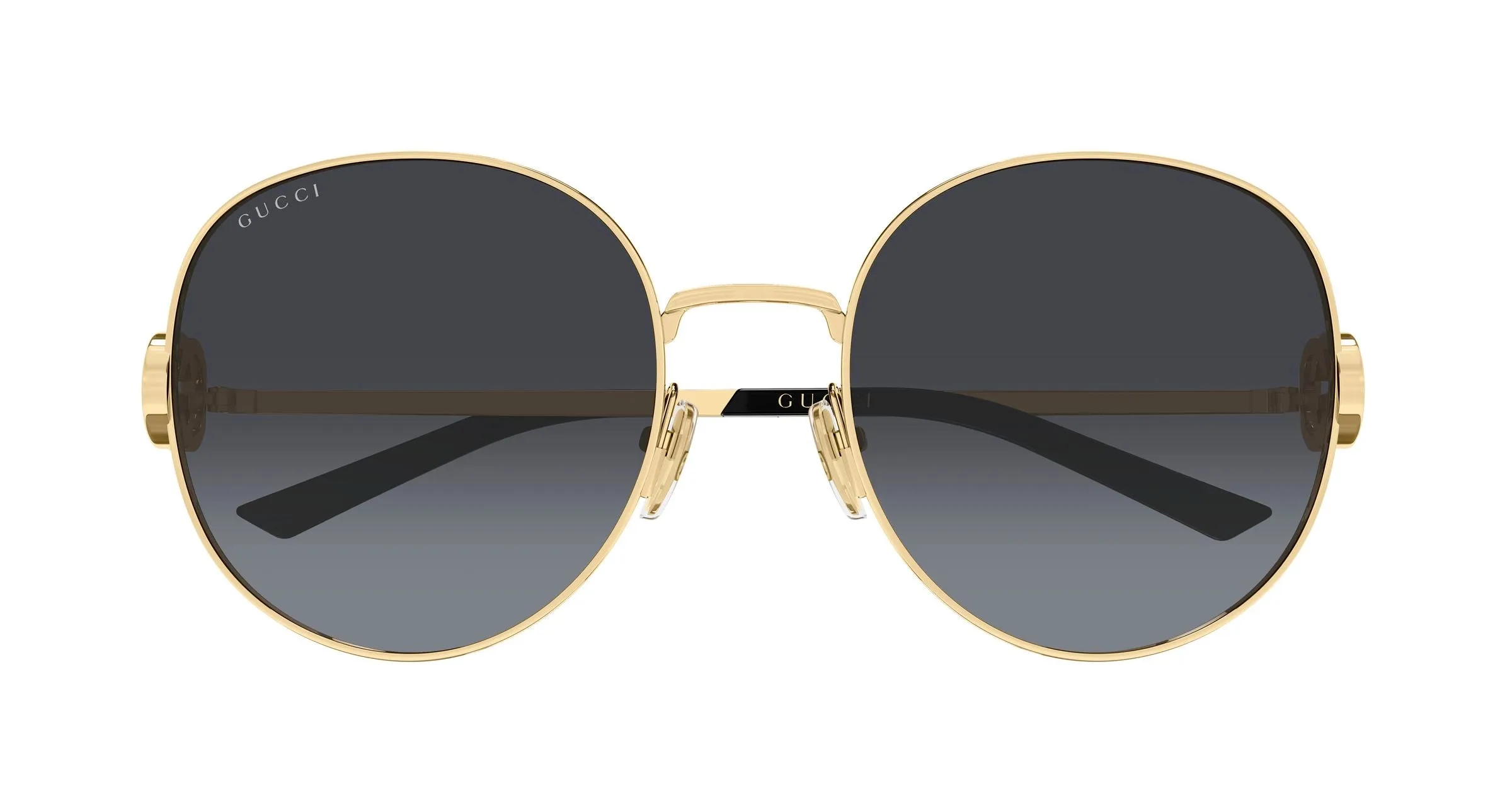 Gucci GG2047S 001 Occhiali da sole Metallo Oro Grigio Rotonda - immagine 2