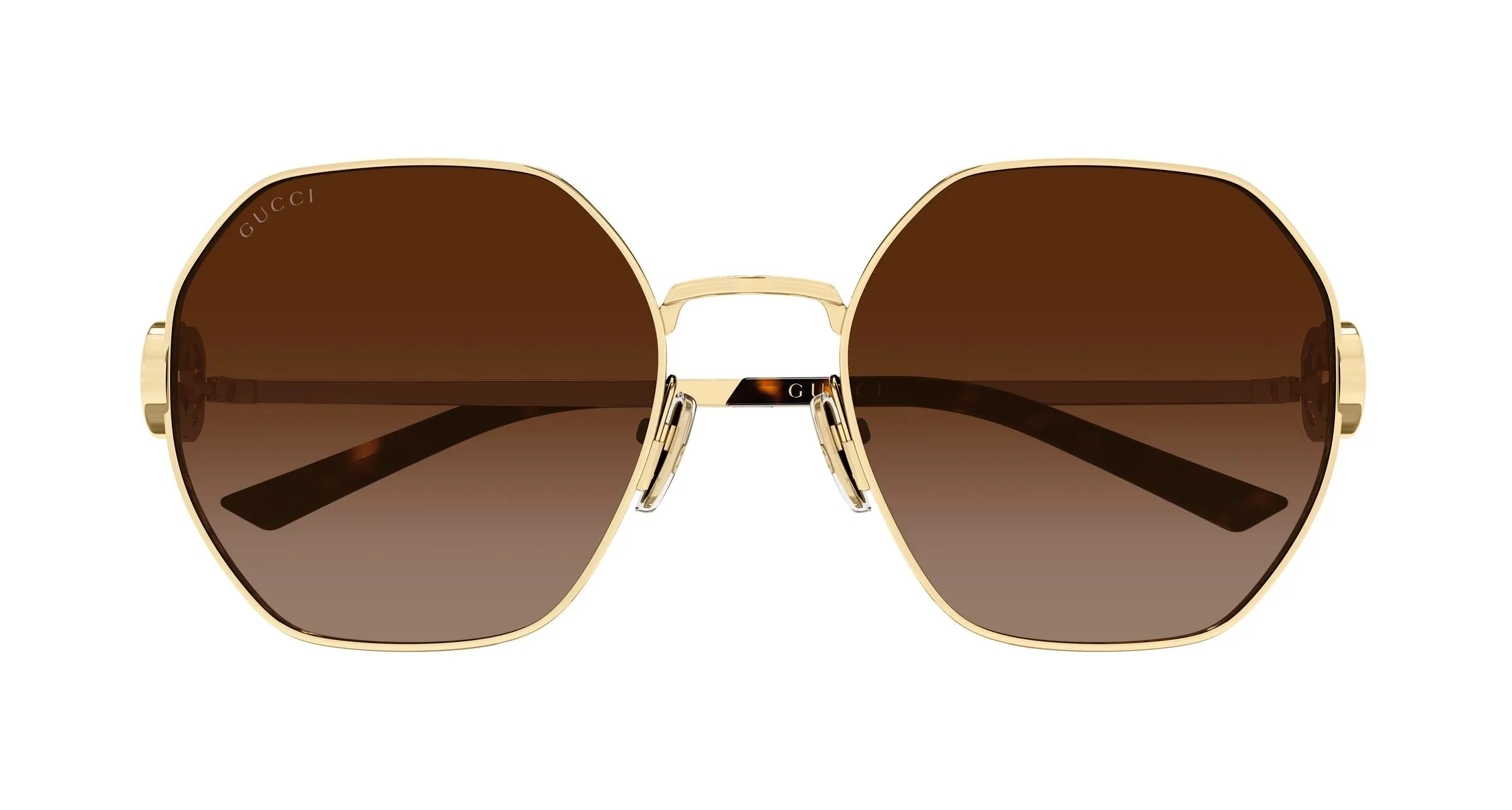 Gucci GG2046S 003 Occhiali da sole Metallo Oro Marrone Geometrica - immagine 2