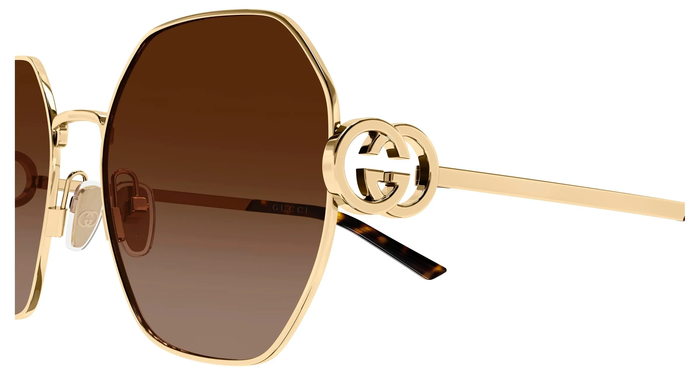 Gucci GG2046S 003 Occhiali da sole Metallo Oro Marrone Geometrica - immagine 3