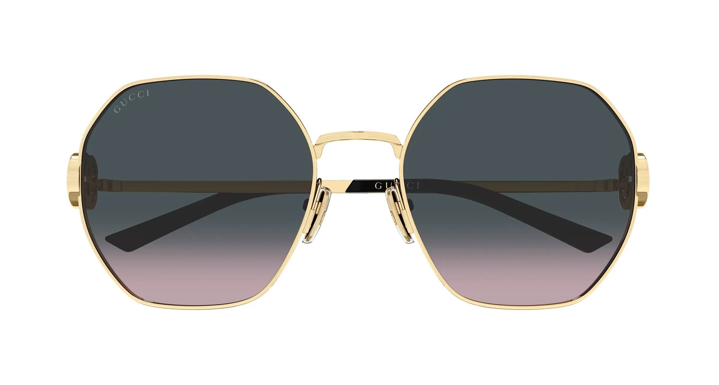 Gucci GG2046S 002 Occhiali da sole Metallo Oro Grigio Geometrica - immagine 2