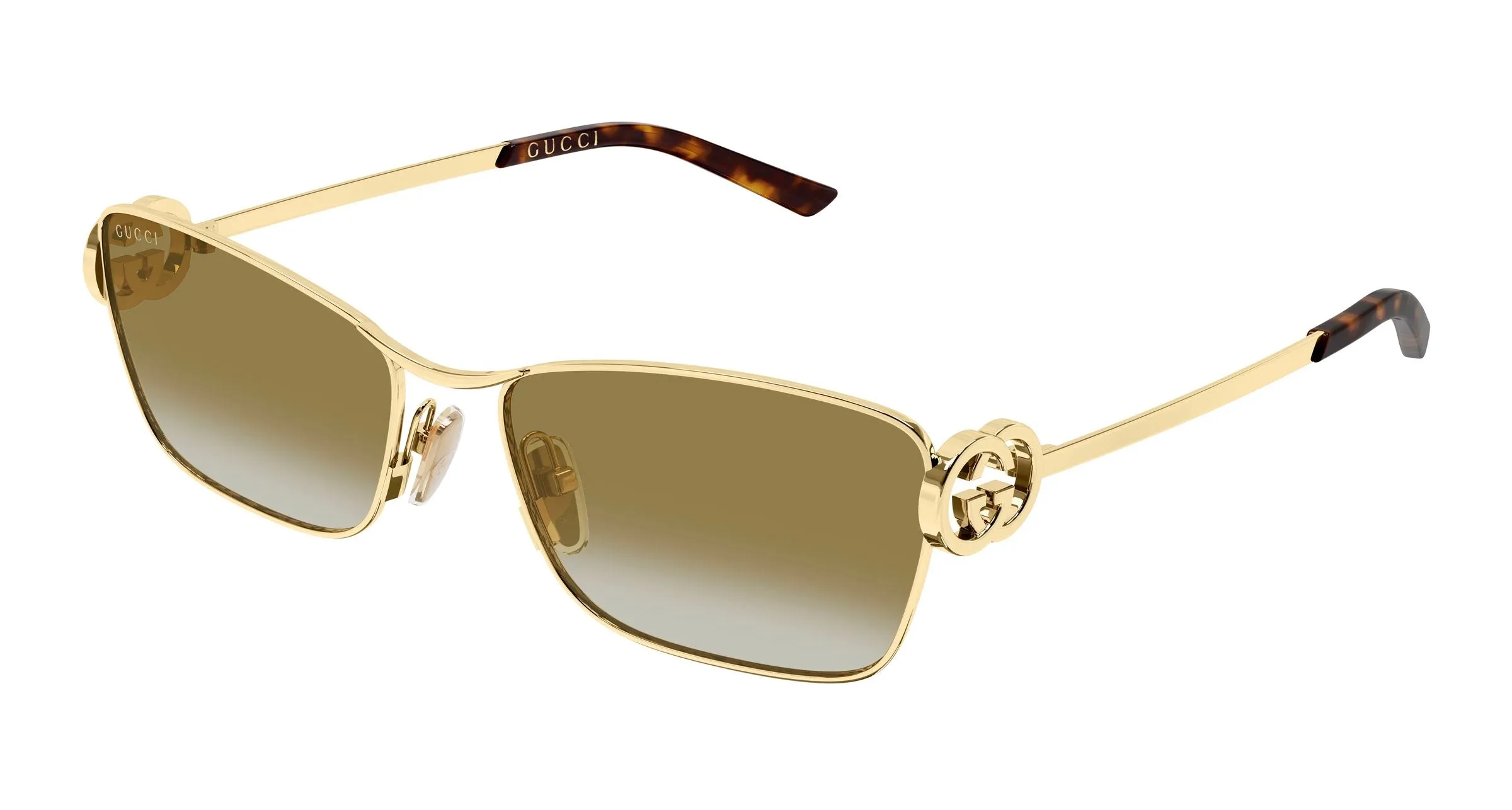 Gucci GG2045S 003 Occhiali da sole Metallo Oro Marrone Cat Eye - immagine 1