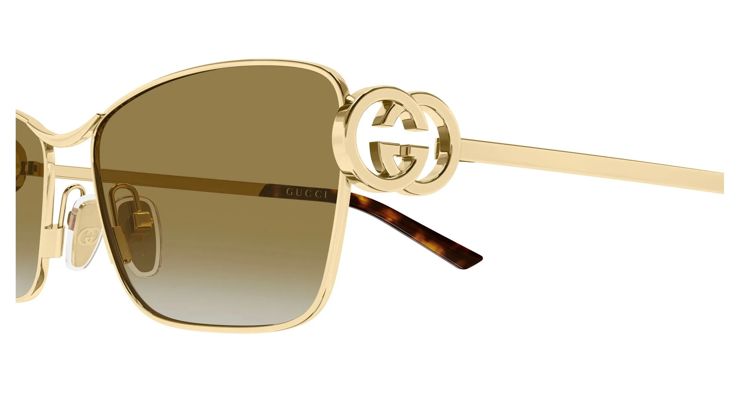 Gucci GG2045S 003 Occhiali da sole Metallo Oro Marrone Cat Eye - immagine 3
