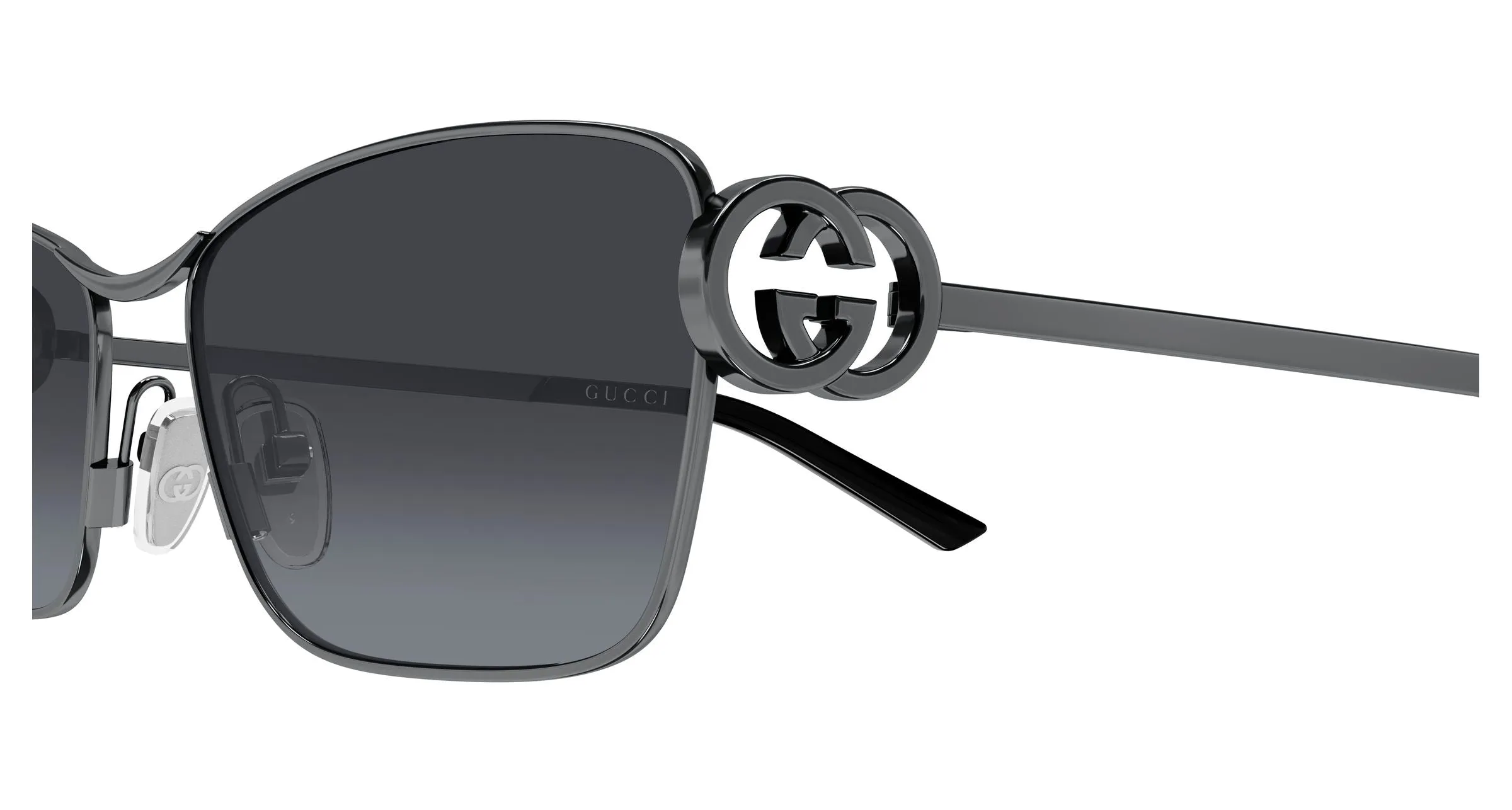 Gucci GG2045S 001 Occhiali da sole Metallo Rutenio Grigio Cat Eye - immagine 3