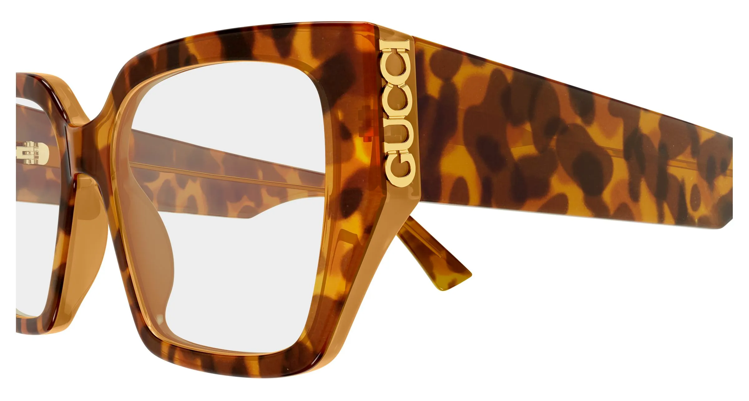 Gucci GG2042O 004 Montature da vista Acetato Havana Trasparente Farfalla - immagine 3