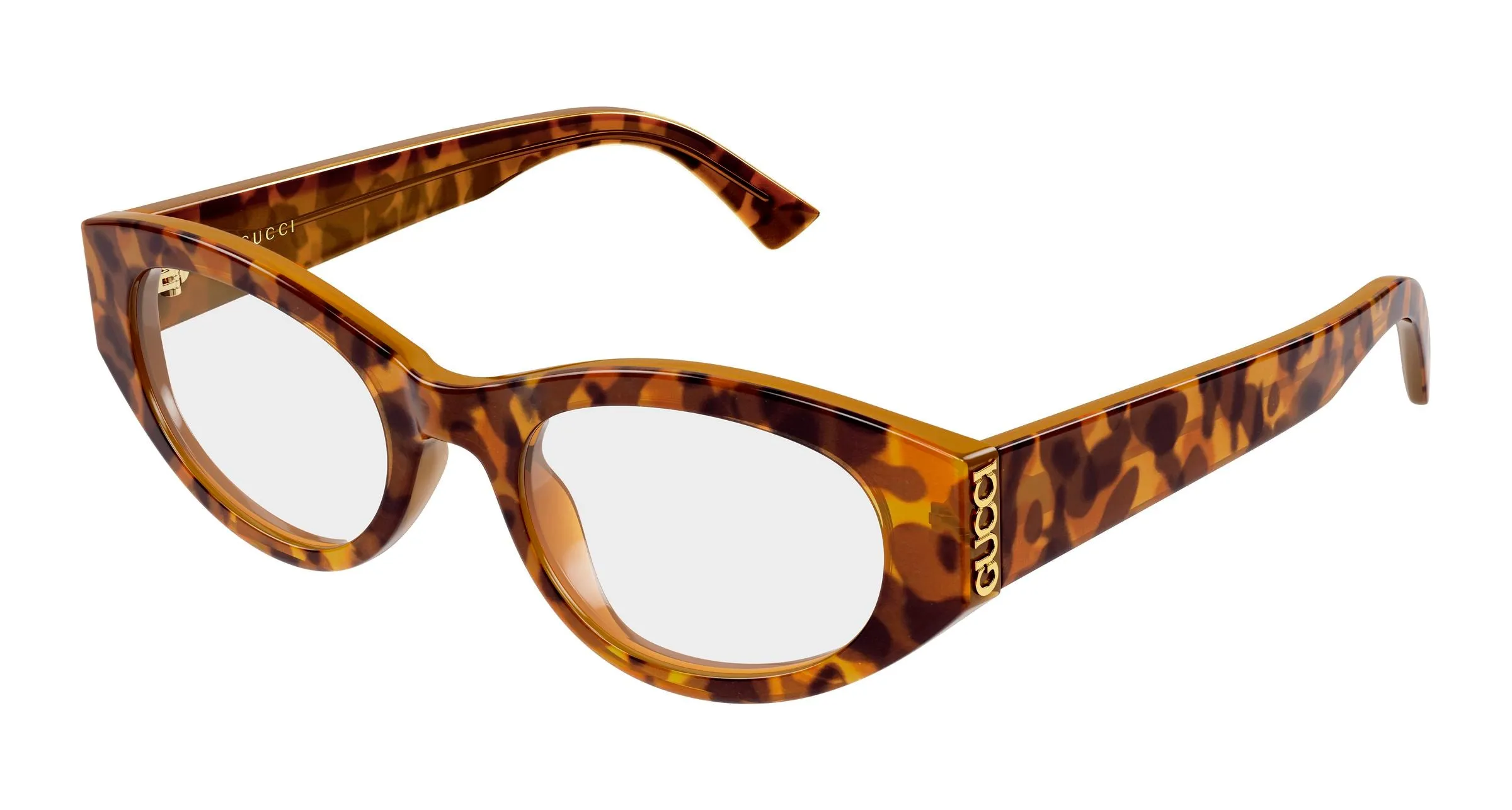 Gucci GG2041O 004 Montature da vista Acetato Havana Trasparente Rotonda - immagine 1