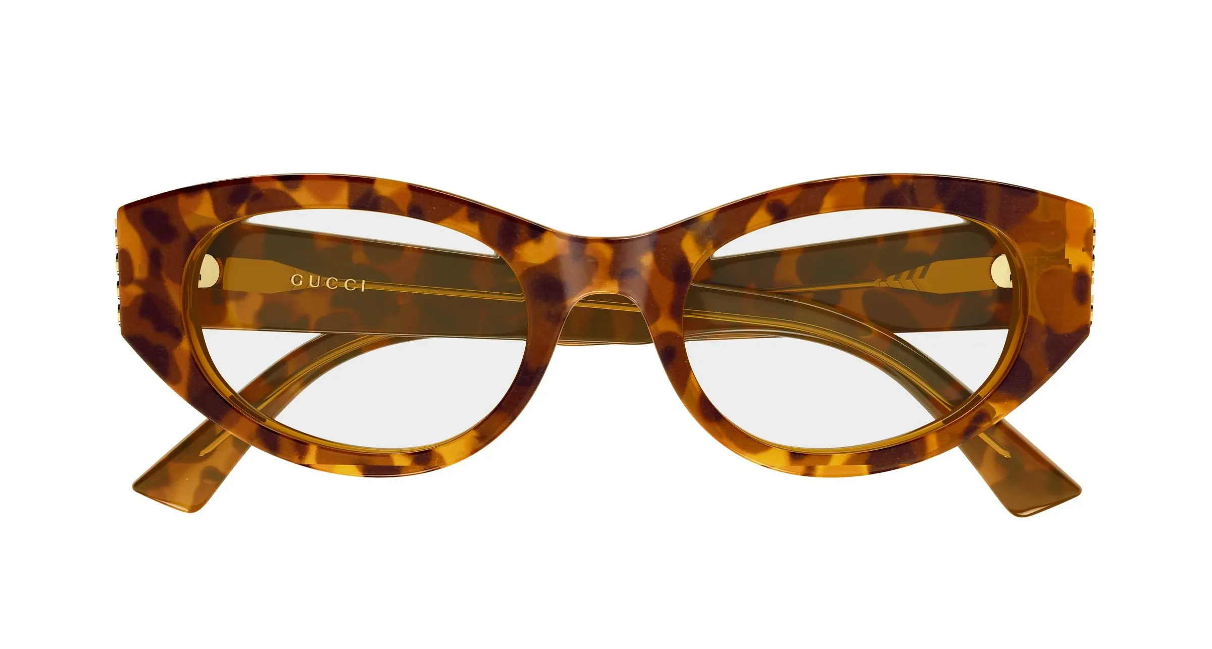 Gucci GG2041O 004 Montature da vista Acetato Havana Trasparente Rotonda - immagine 2