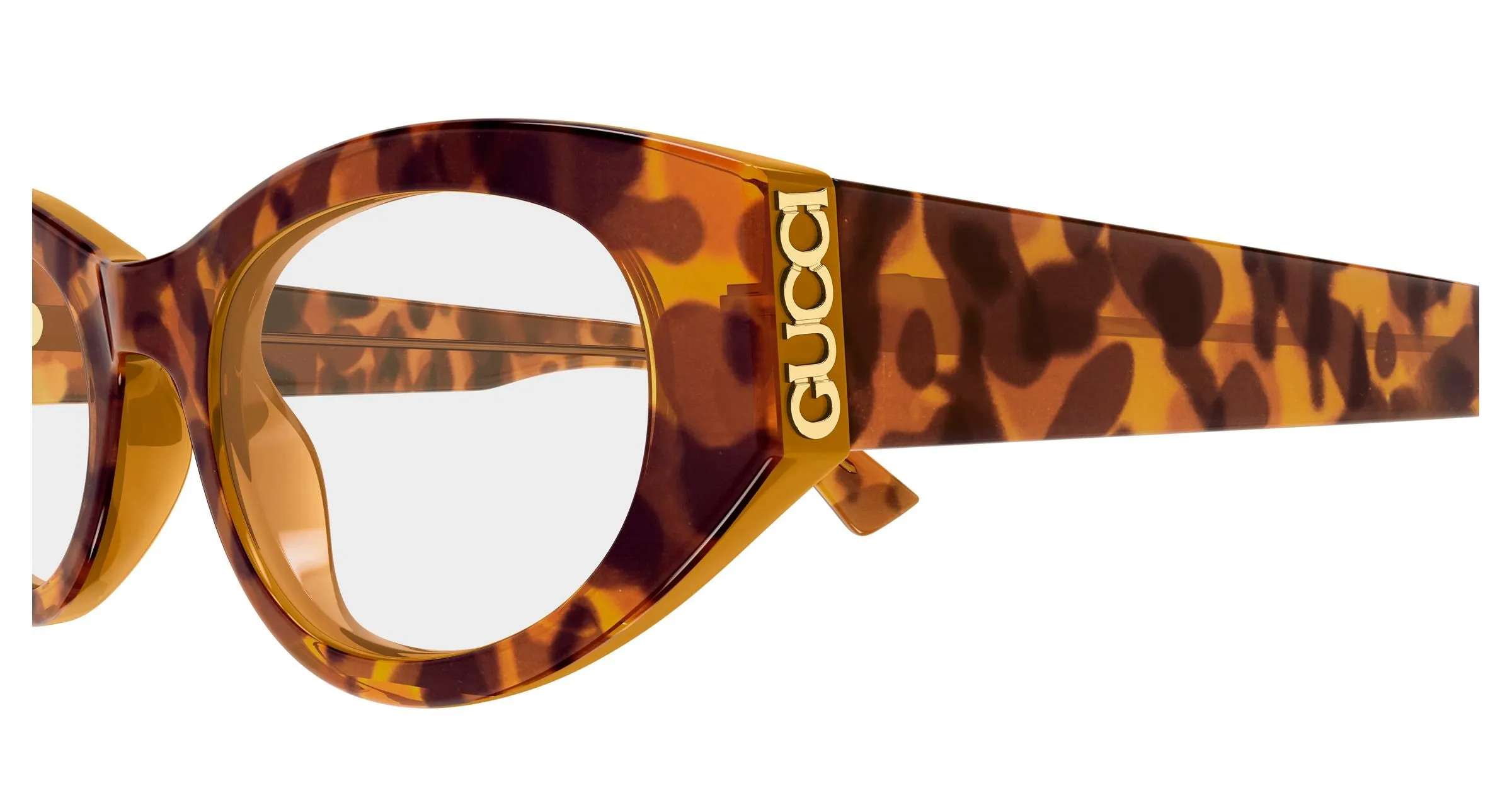 Gucci GG2041O 004 Montature da vista Acetato Havana Trasparente Rotonda - immagine 3