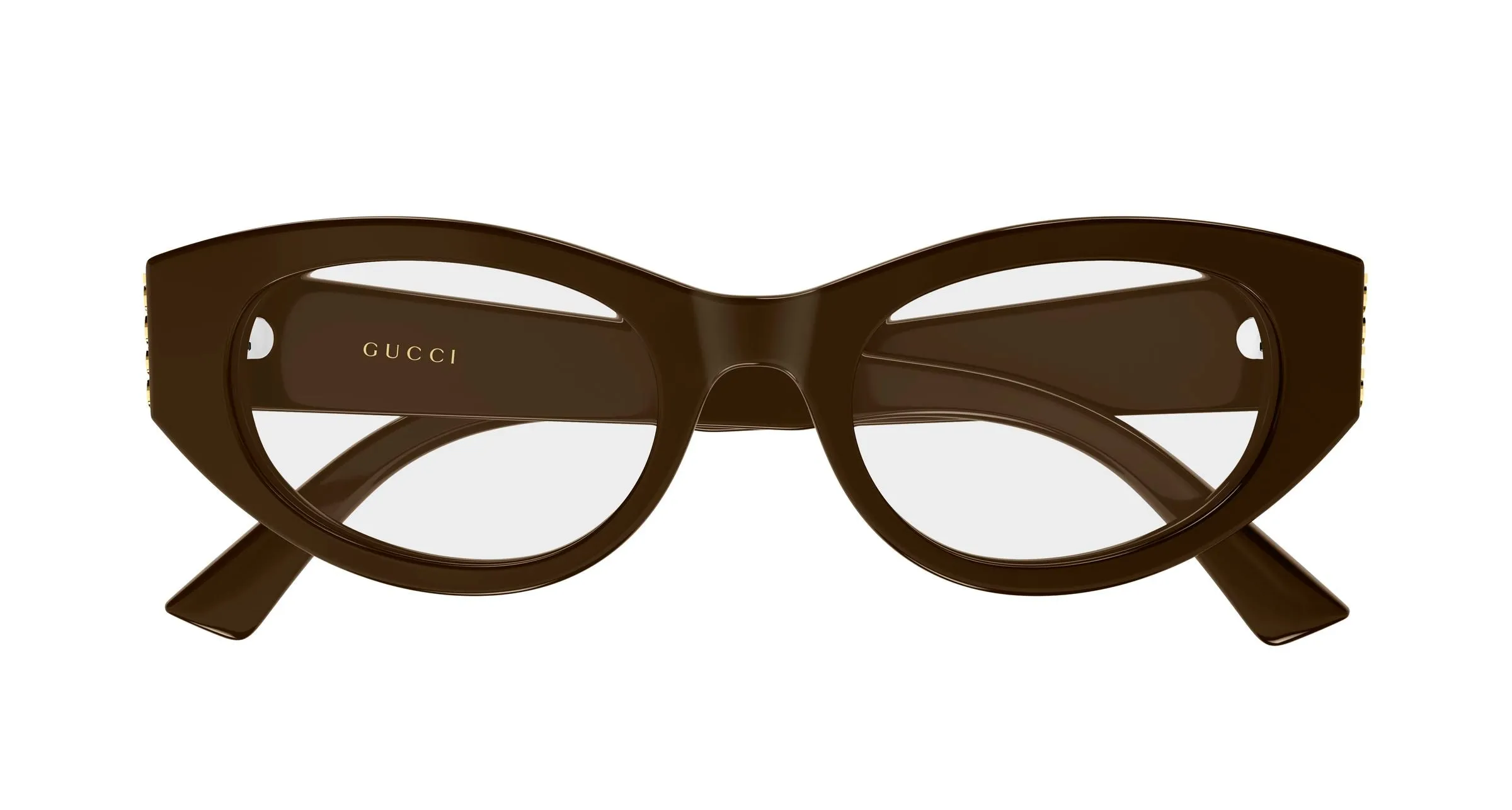 Gucci GG2041O 003 Montature da vista Acetato Marrone Trasparente Rotonda - immagine 2
