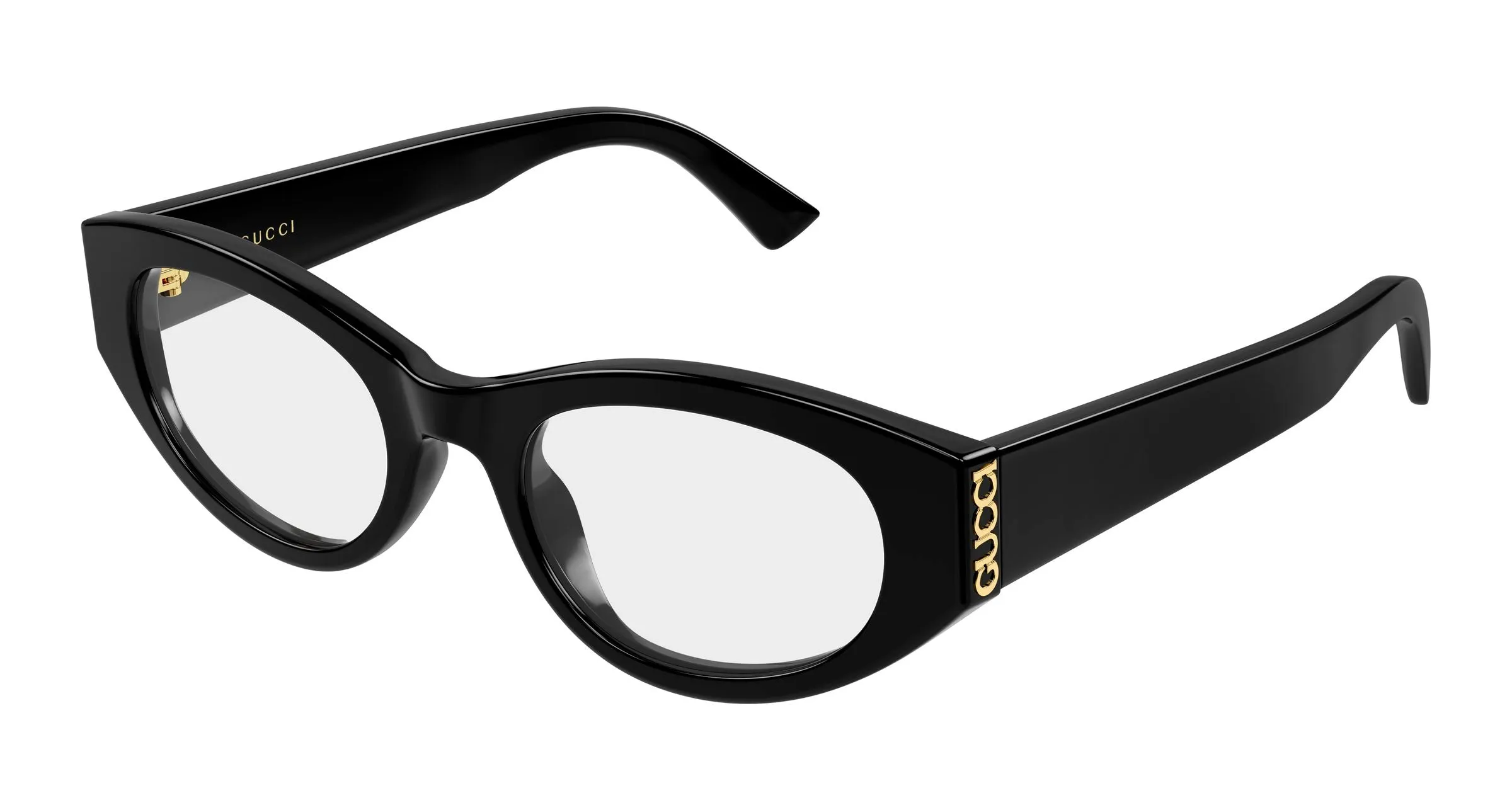 Gucci GG2041O 001 Montature da vista Acetato Nero Trasparente Rotonda - immagine 1
