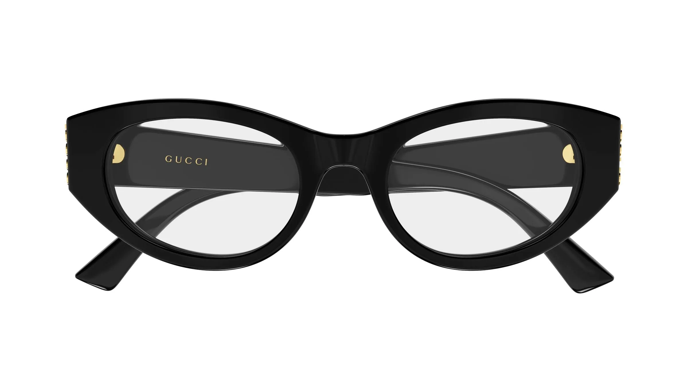 Gucci GG2041O 001 Montature da vista Acetato Nero Trasparente Rotonda - immagine 2