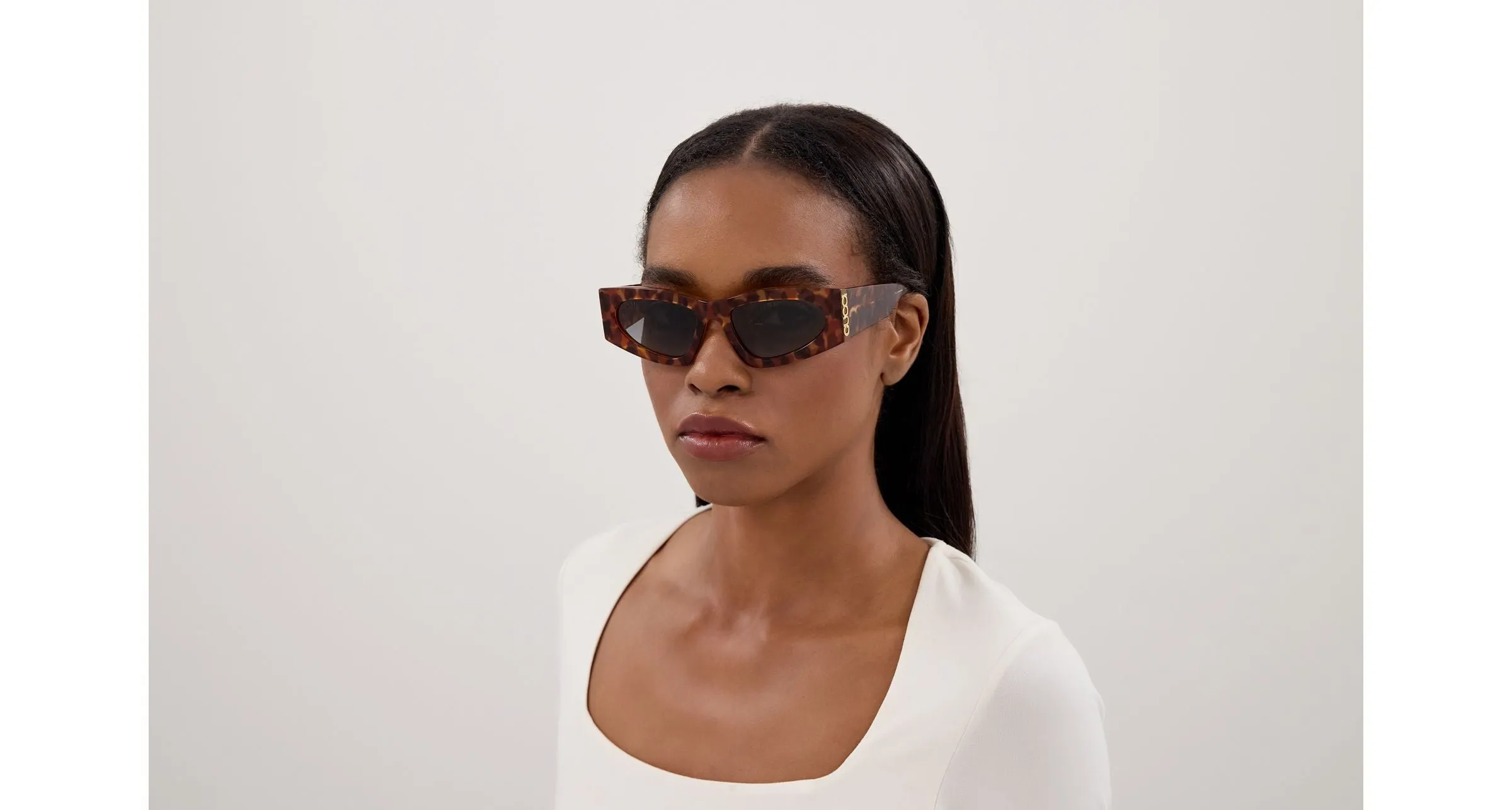 Gucci GG2040S 004 Occhiali da sole Acetato Havana Grigio Cat Eye - immagine 4