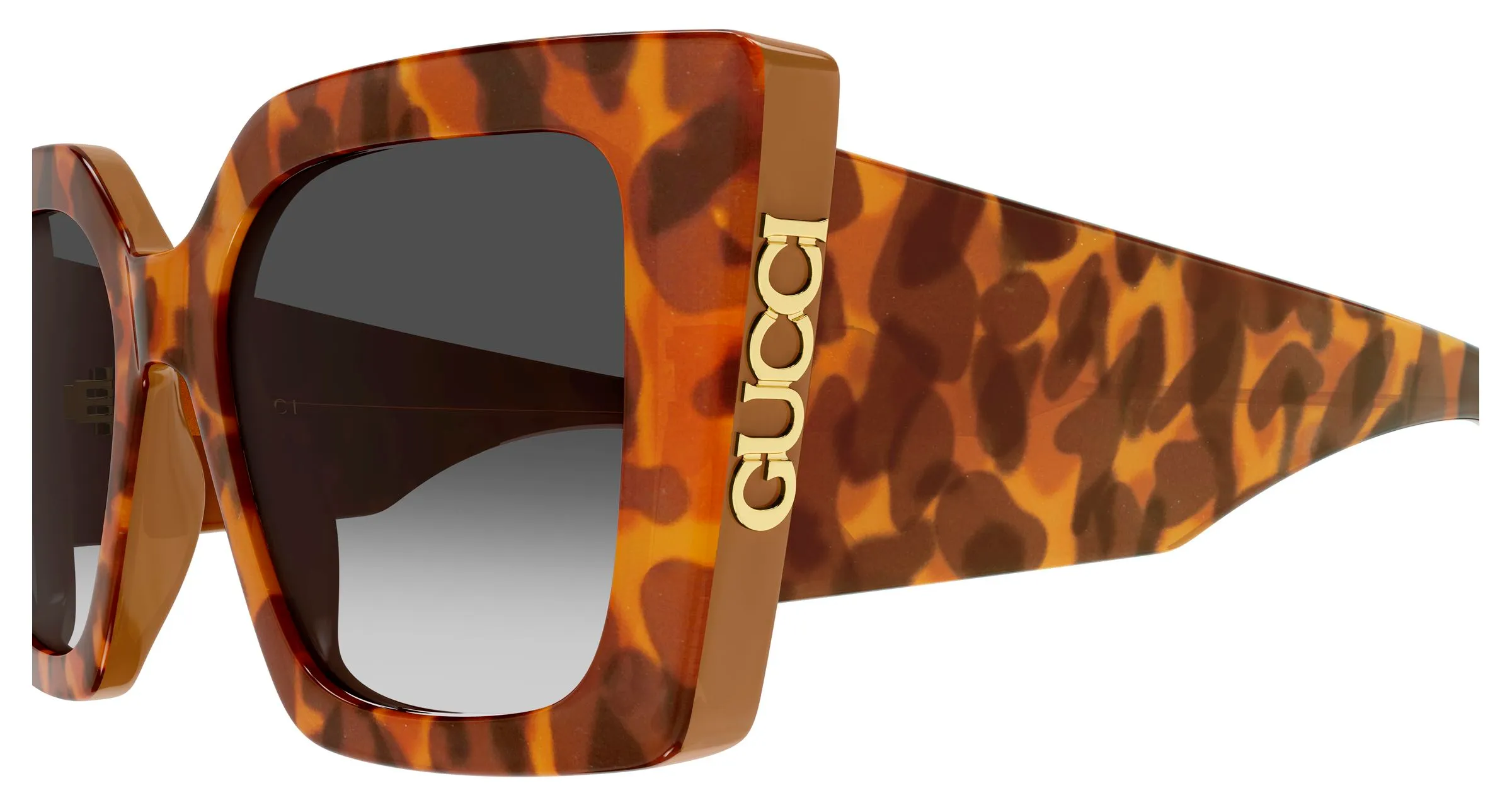 Gucci GG2039S 004 Occhiali da sole Acetato Havana Grigio Farfalla - immagine 3