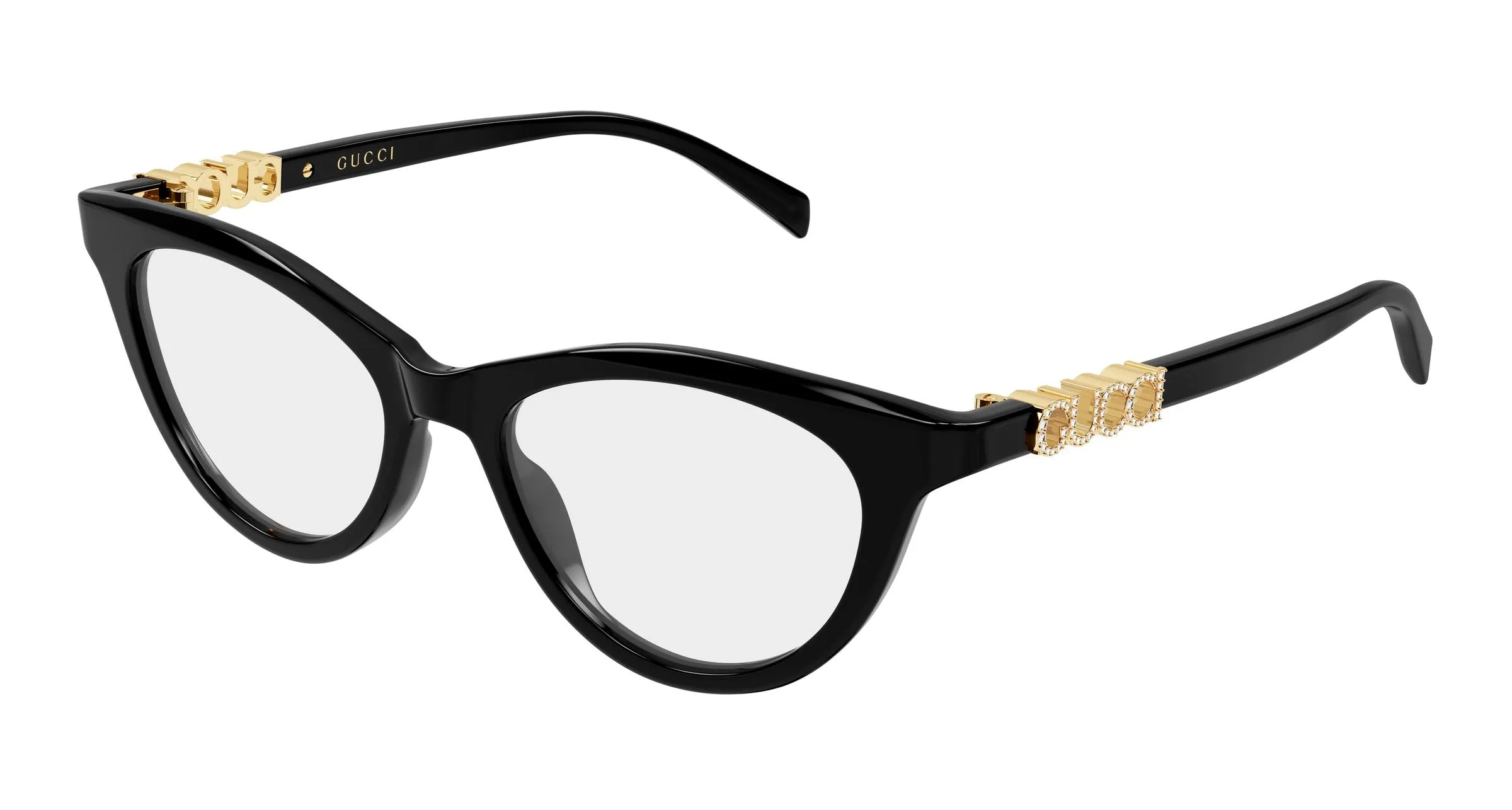 Gucci GG2034O 005 Montature da vista Acetato Nero Trasparente Cat Eye - immagine 1