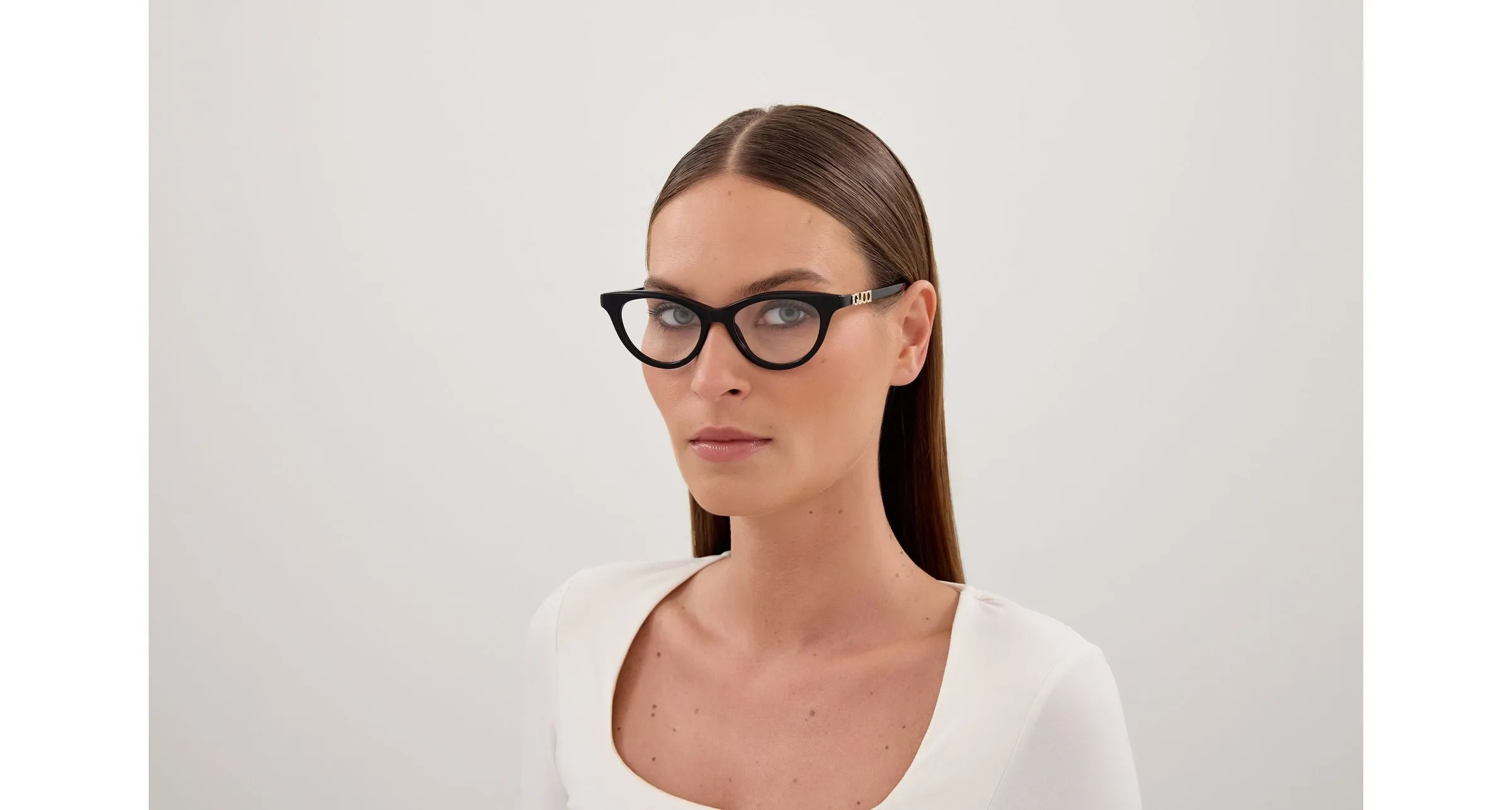 Gucci GG2034O 005 Montature da vista Acetato Nero Trasparente Cat Eye - immagine 4