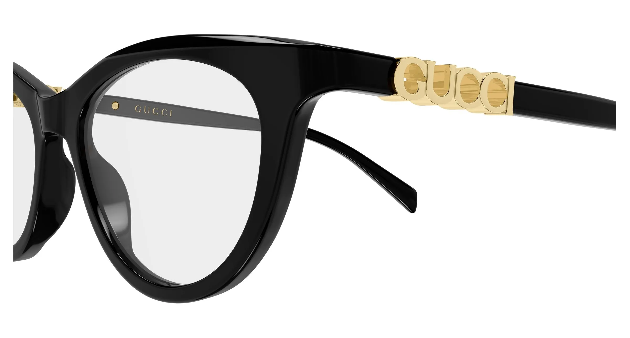 Gucci GG2034O 001 Montature da vista Acetato Nero Trasparente Cat Eye - immagine 3