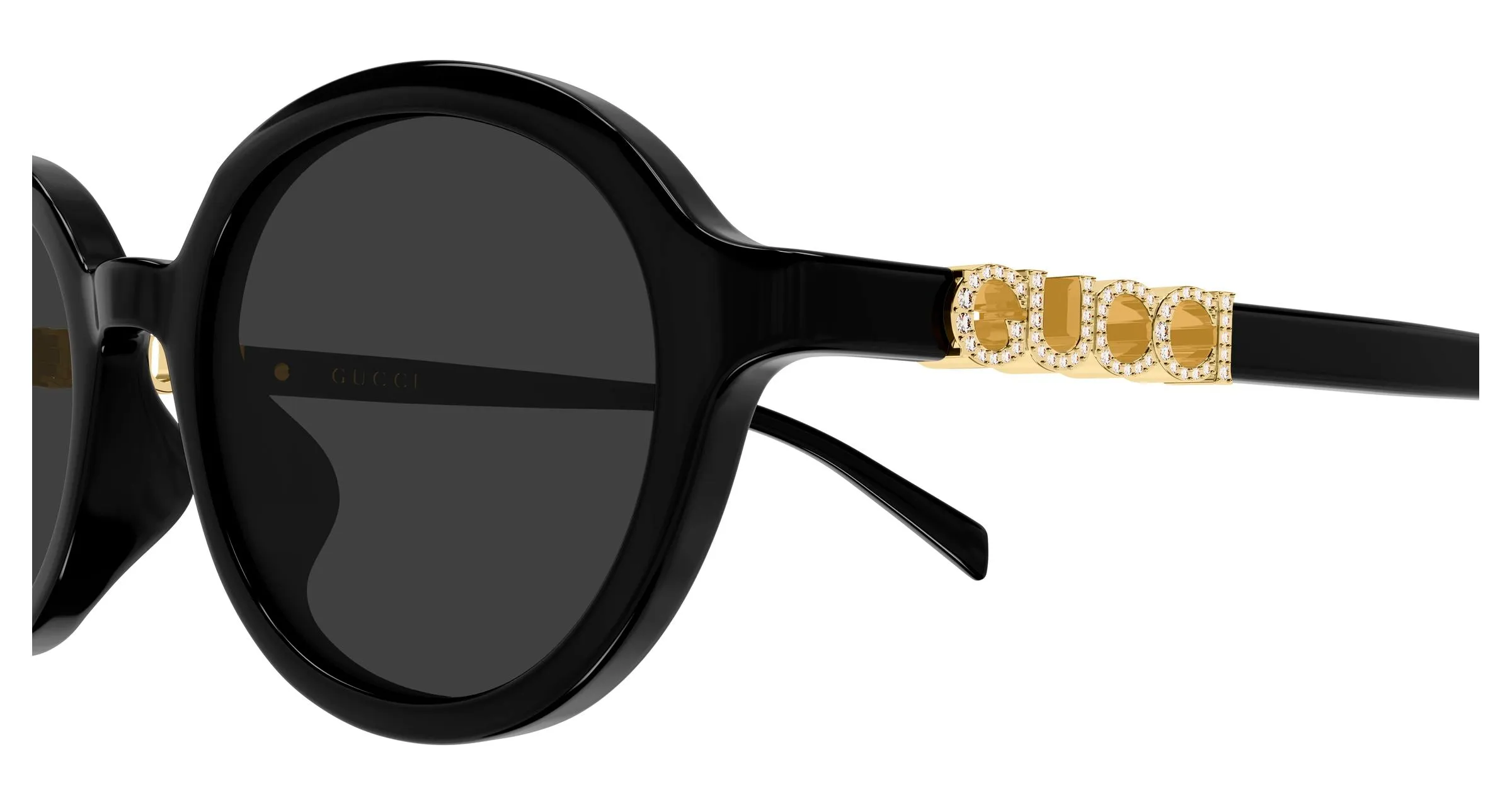 Gucci GG2033SA 007 Occhiali da sole Acetato Nero Grigio Rotonda - immagine 3