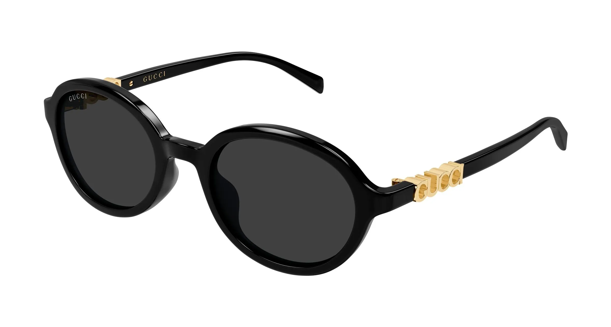 Gucci GG2033SA 001 Occhiali da sole Acetato Nero Grigio Rotonda - immagine 1