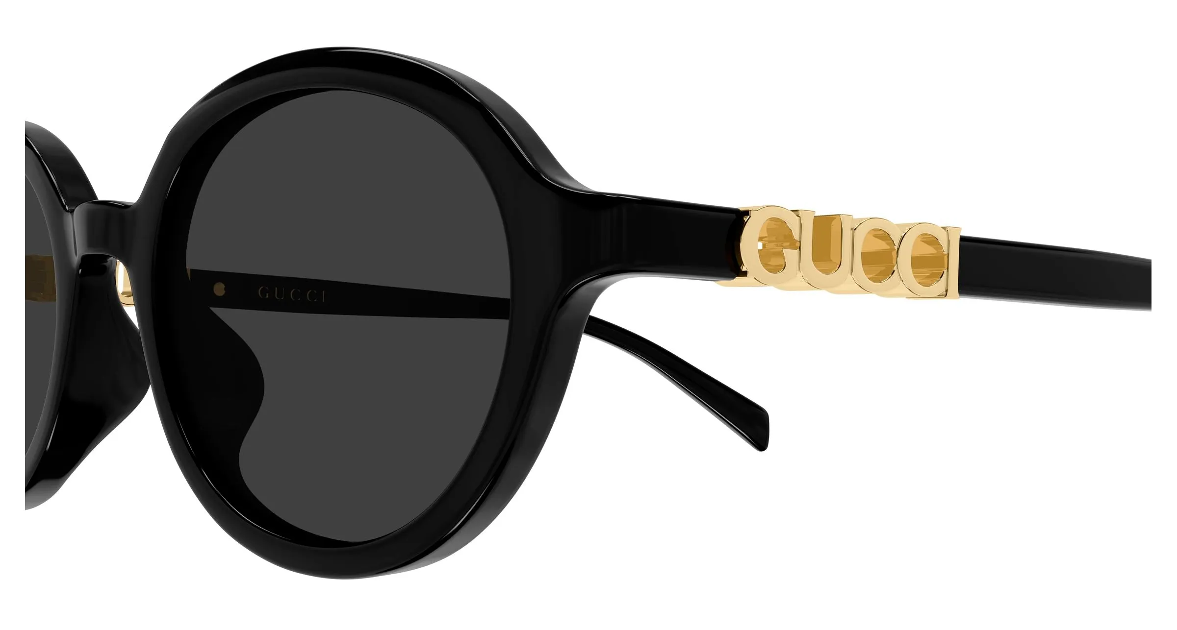 Gucci GG2033SA 001 Occhiali da sole Acetato Nero Grigio Rotonda - immagine 3