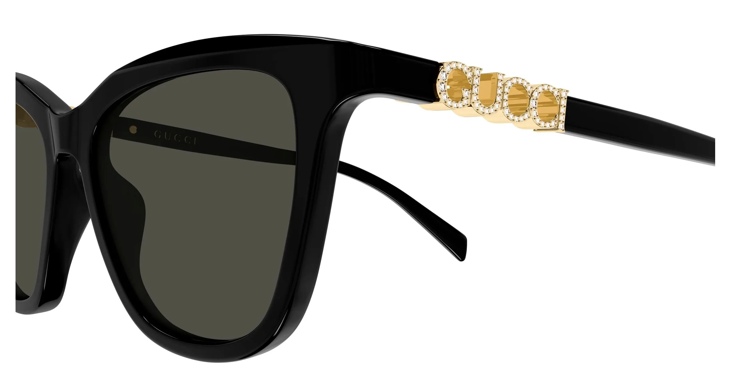 Gucci GG2032S 006 Occhiali da sole Acetato Nero Grigio Cat Eye - immagine 3