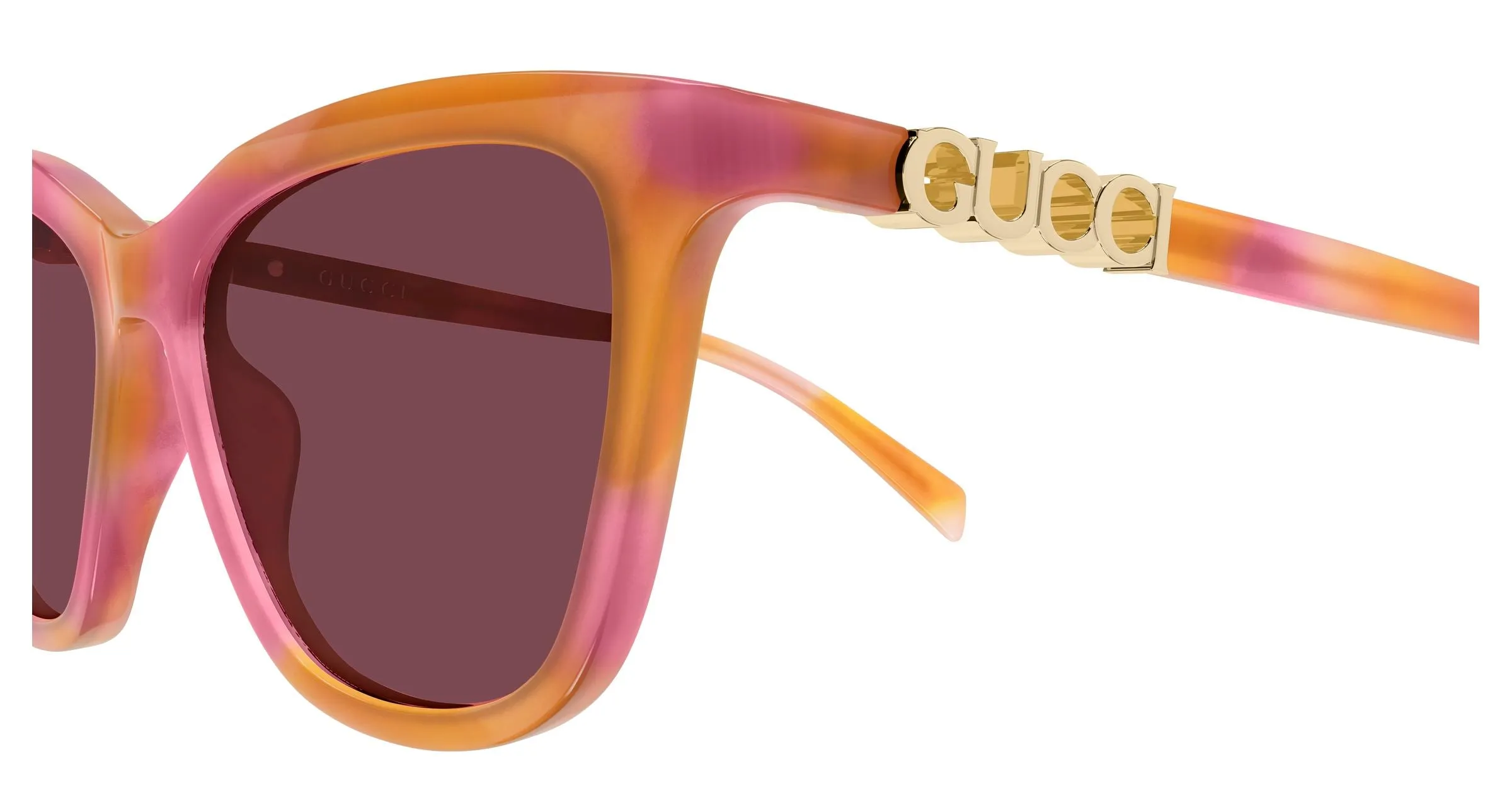 Gucci GG2032S 005 Occhiali da sole Acetato Havana Rosso Cat Eye - immagine 3