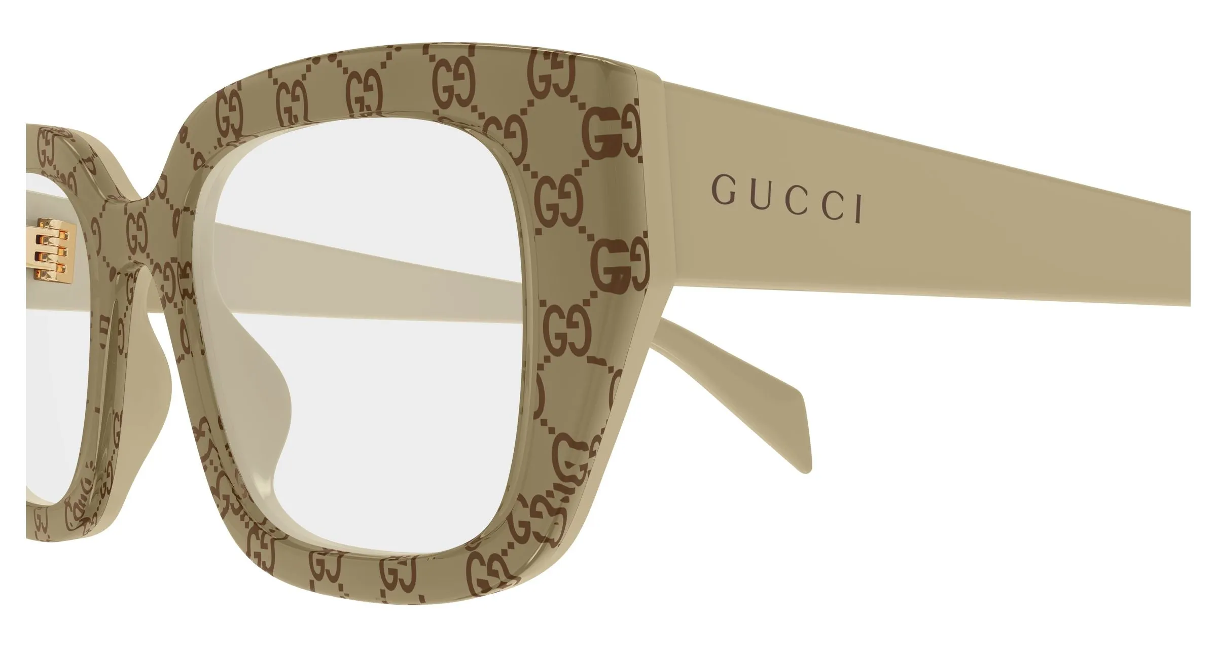Gucci GG2021O 005 Montature da vista Acetato Beige Trasparente Cat Eye - immagine 3