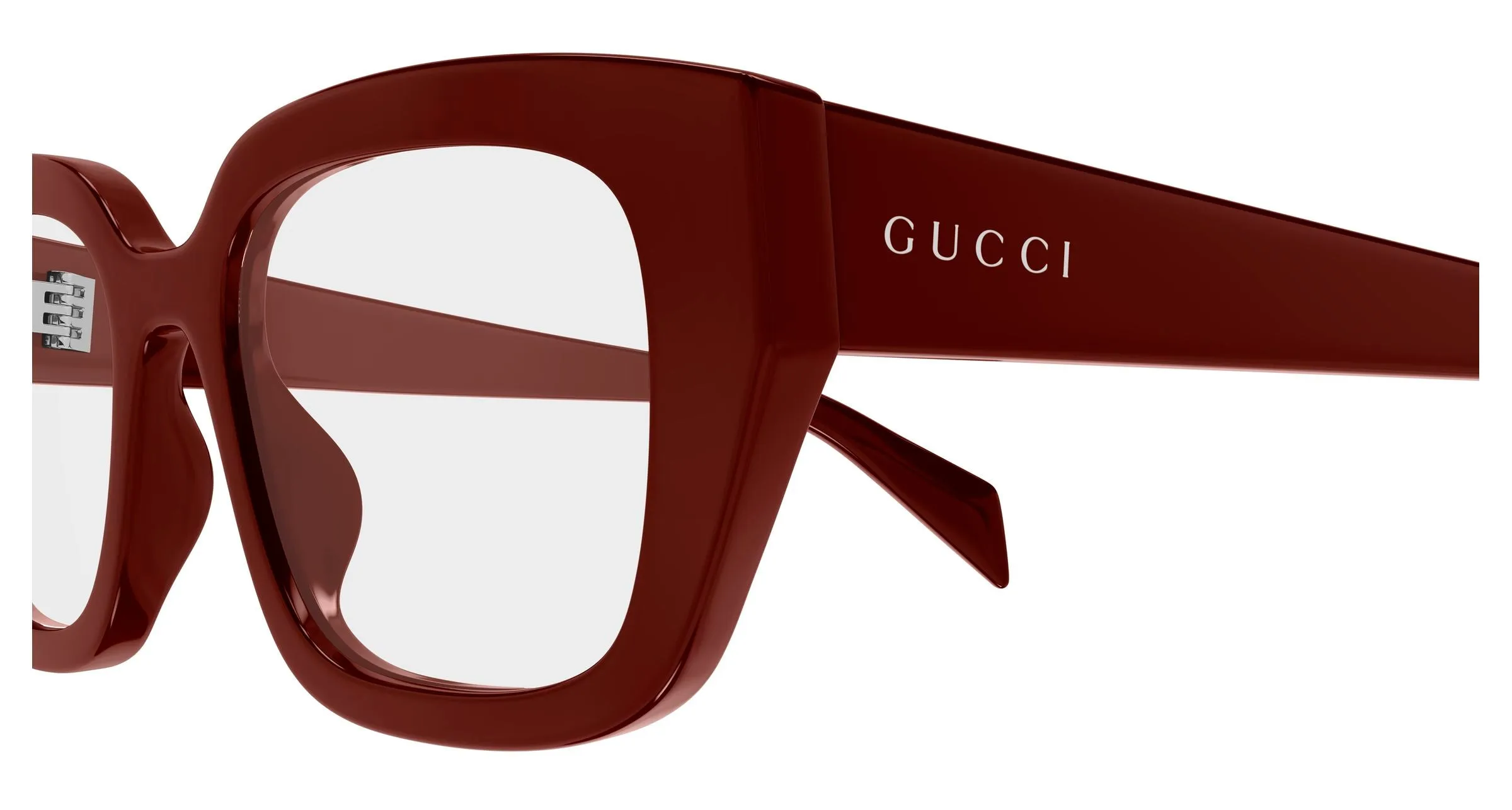 Gucci GG2021O 003 Montature da vista Acetato Bordeaux Trasparente Cat Eye - immagine 3