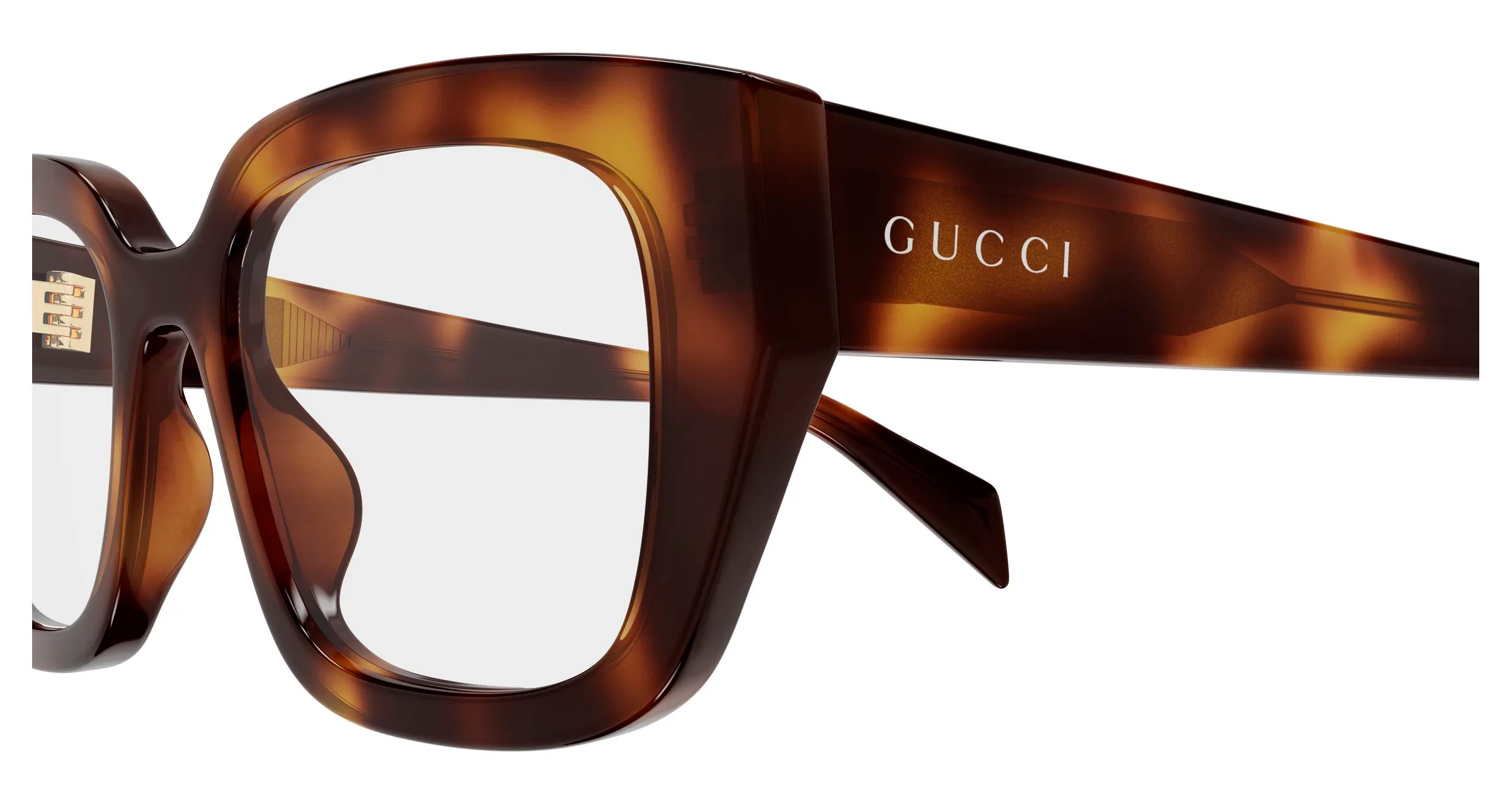 Gucci GG2021O 002 Montature da vista Acetato Havana Trasparente Cat Eye - immagine 3