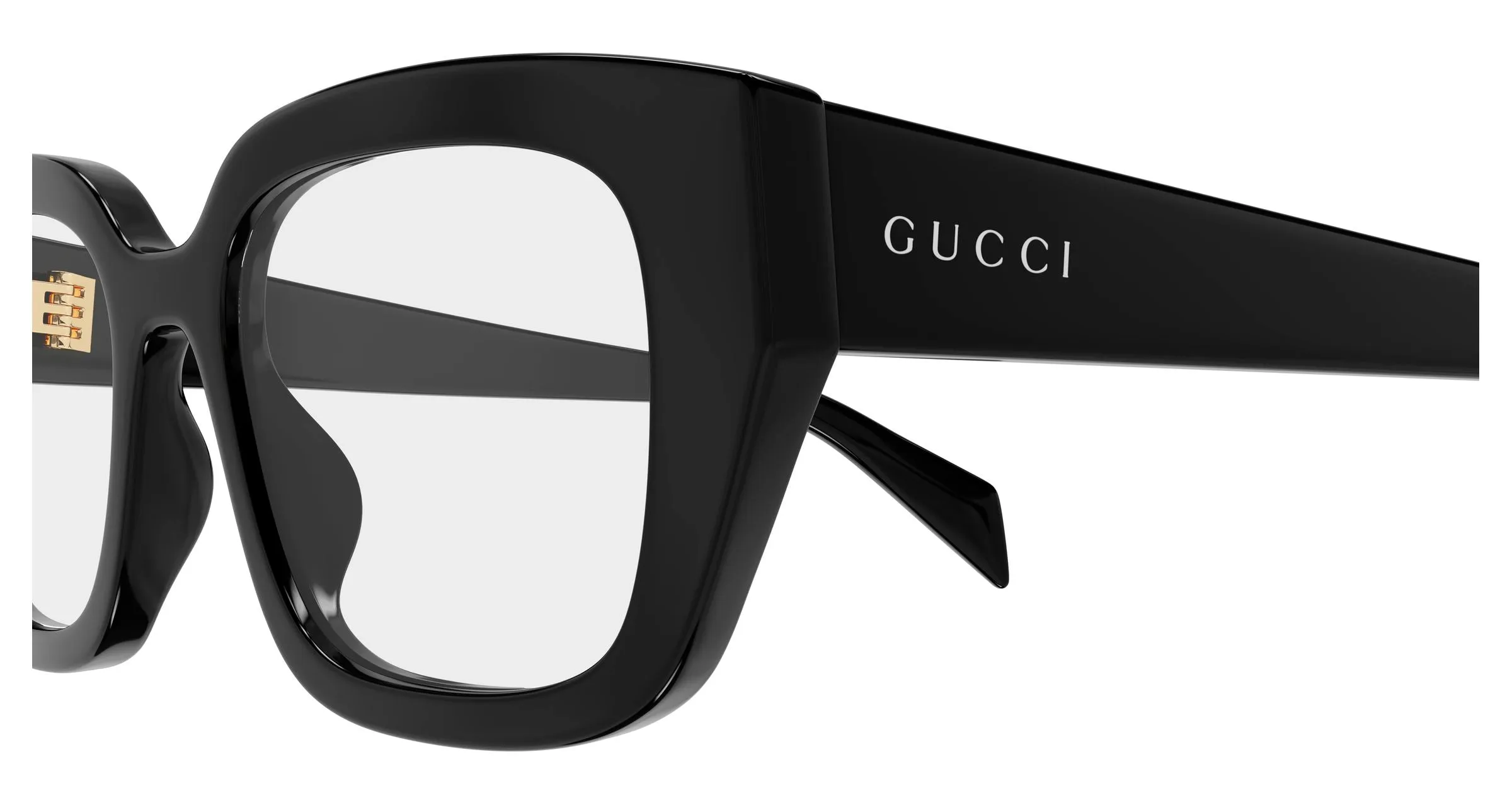 Gucci GG2021O 001 Montature da vista Acetato Nero Trasparente Cat Eye - immagine 3