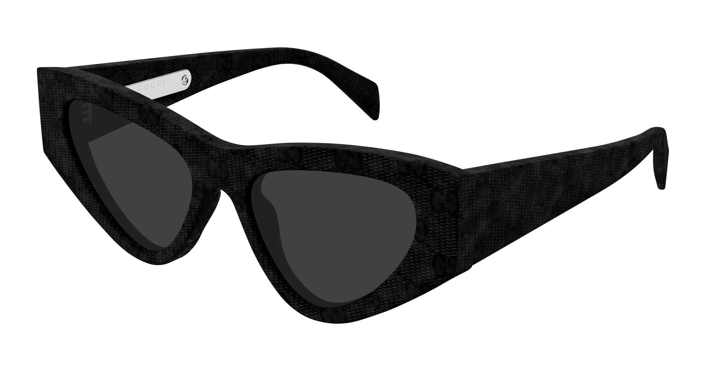 Gucci GG2019S 007 Occhiali da sole Acetato Nero Grigio Cat Eye - immagine 1