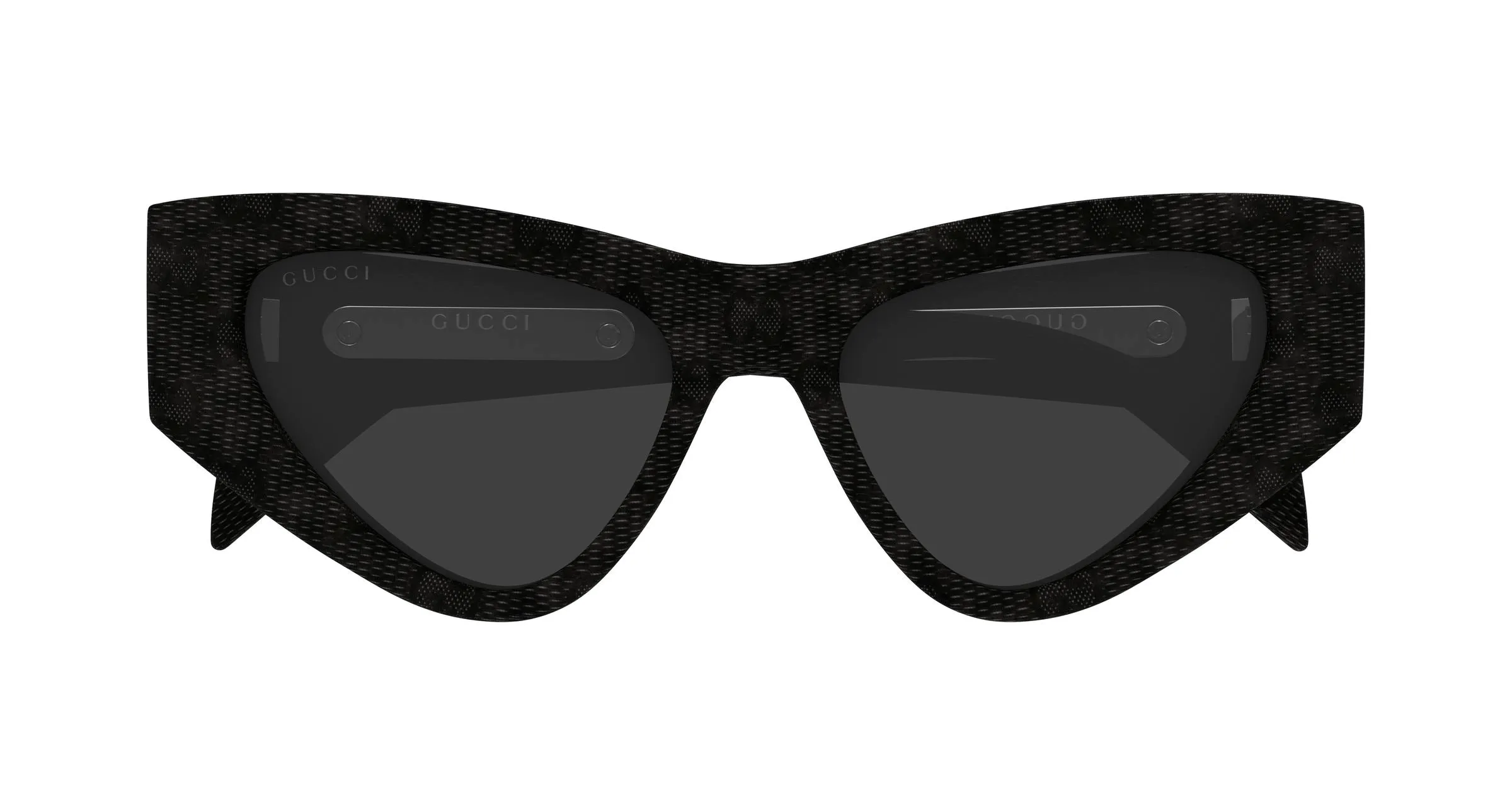 Gucci GG2019S 007 Occhiali da sole Acetato Nero Grigio Cat Eye - immagine 2