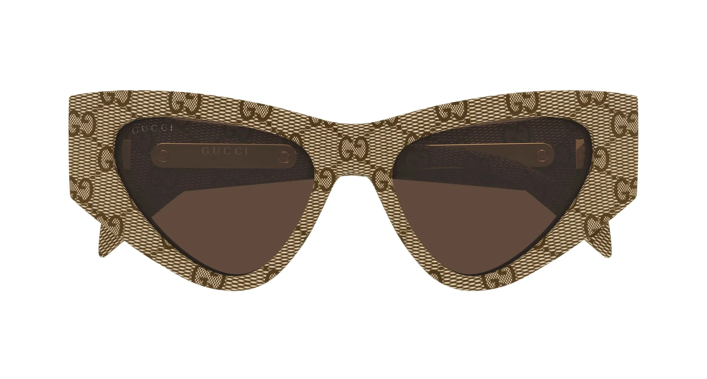 Gucci GG2019S 006 Occhiali da sole Acetato Beige Marrone Cat Eye - immagine 2