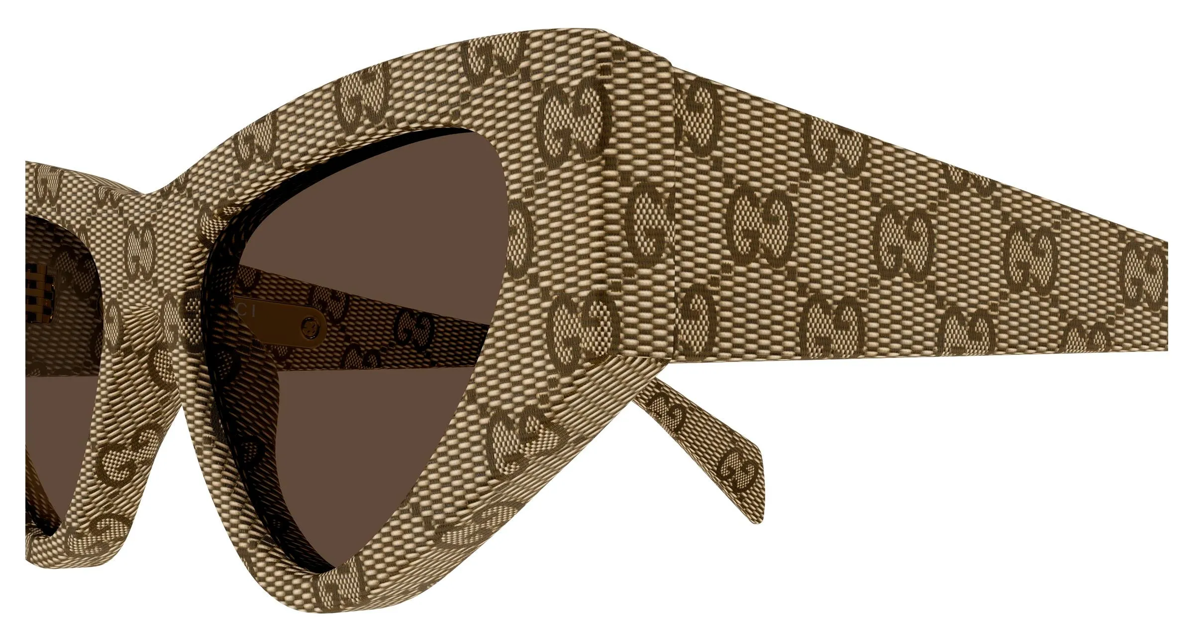 Gucci GG2019S 006 Occhiali da sole Acetato Beige Marrone Cat Eye - immagine 3