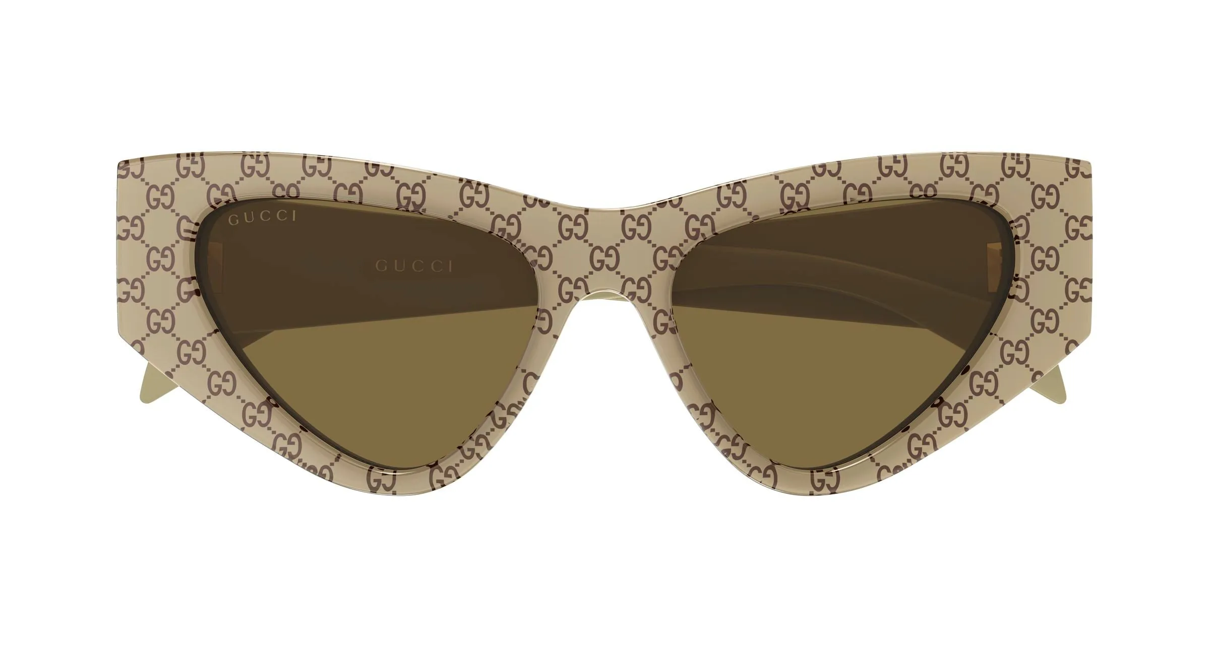 Gucci GG2019S 005 Occhiali da sole Acetato Beige Marrone Cat Eye - immagine 2