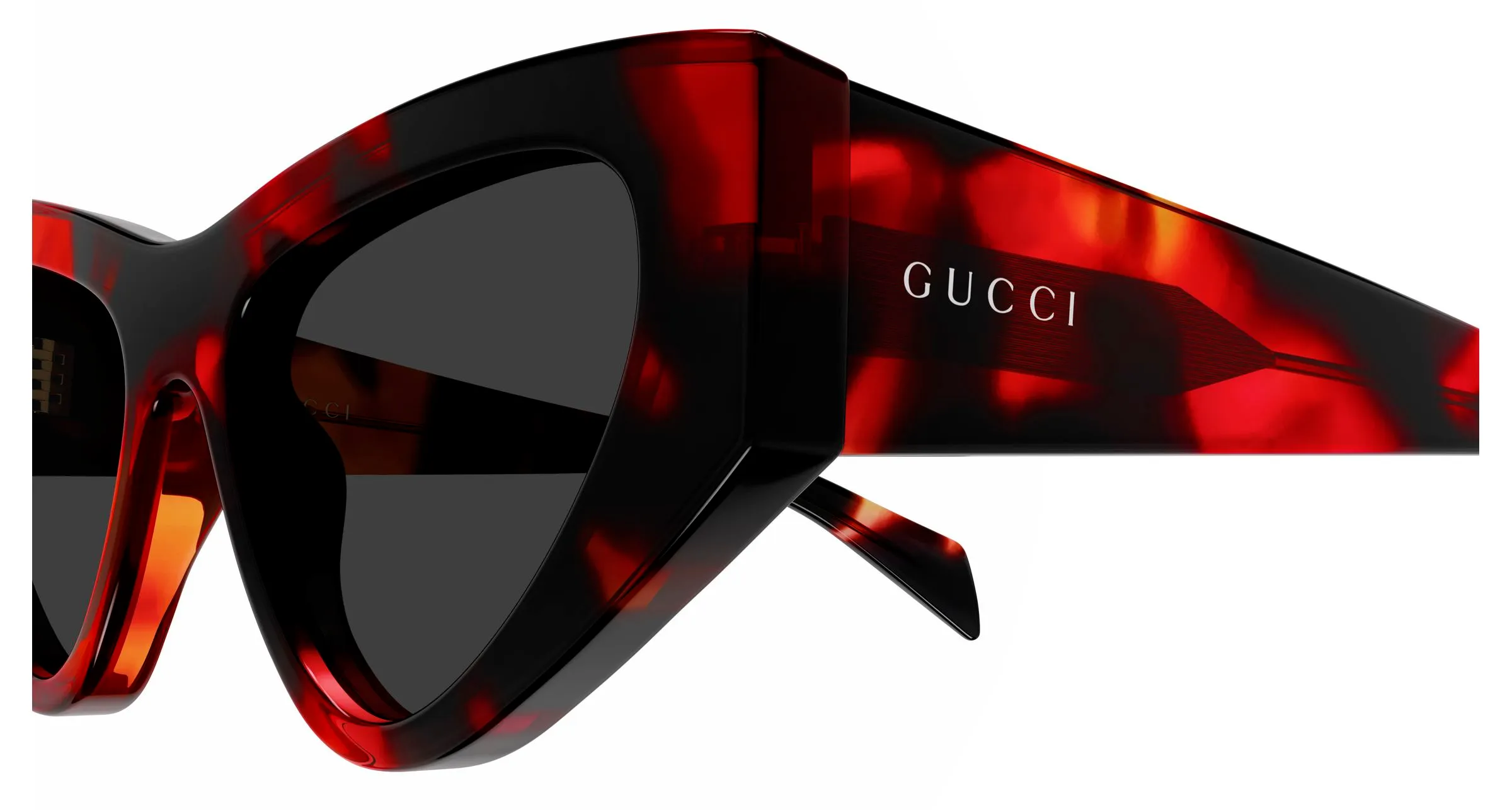 Gucci GG2019S 002 Occhiali da sole Acetato Havana Grigio Cat Eye - immagine 3