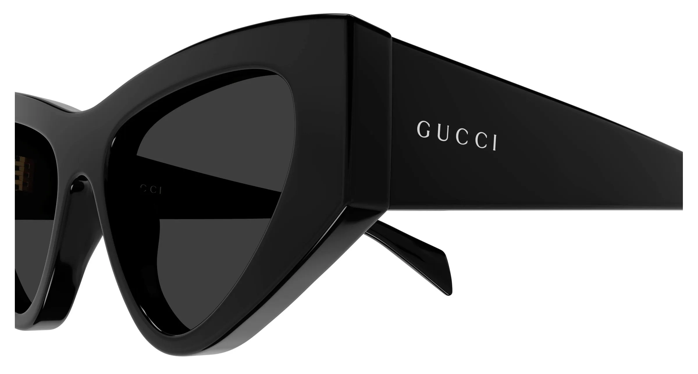 Gucci GG2019S 001 Occhiali da sole Acetato Nero Grigio Cat Eye - immagine 3