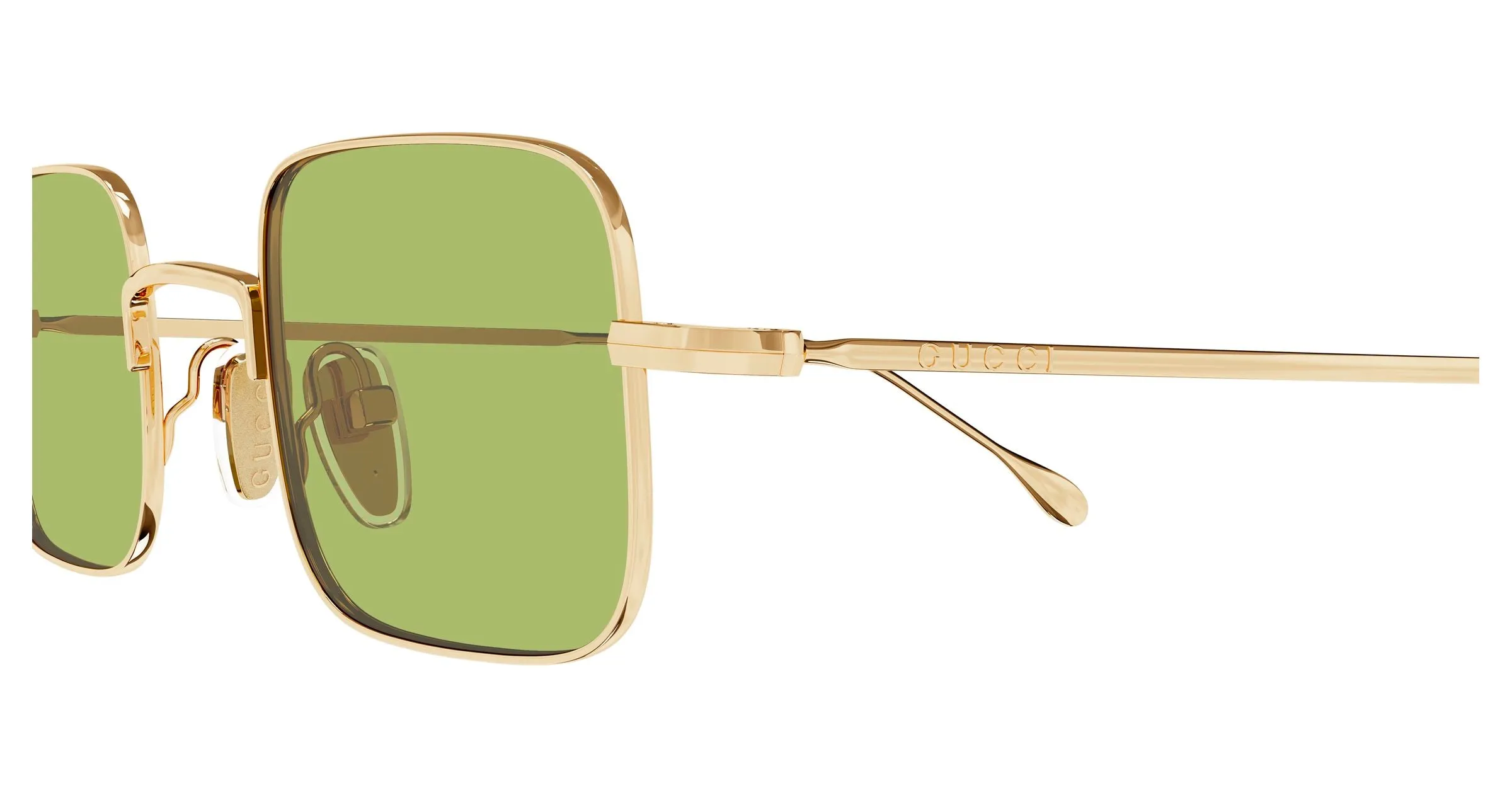 Gucci GG1813S 012 Occhiali da sole Metallo Oro Verde Squadrata - immagine 3