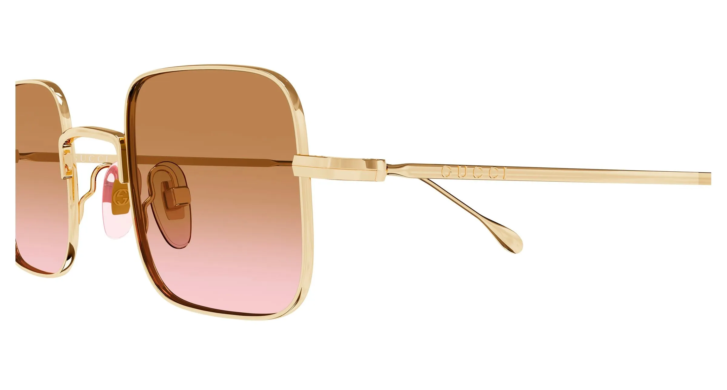 Gucci GG1813S 011 Occhiali da sole Metallo Oro Arancione Squadrata - immagine 3