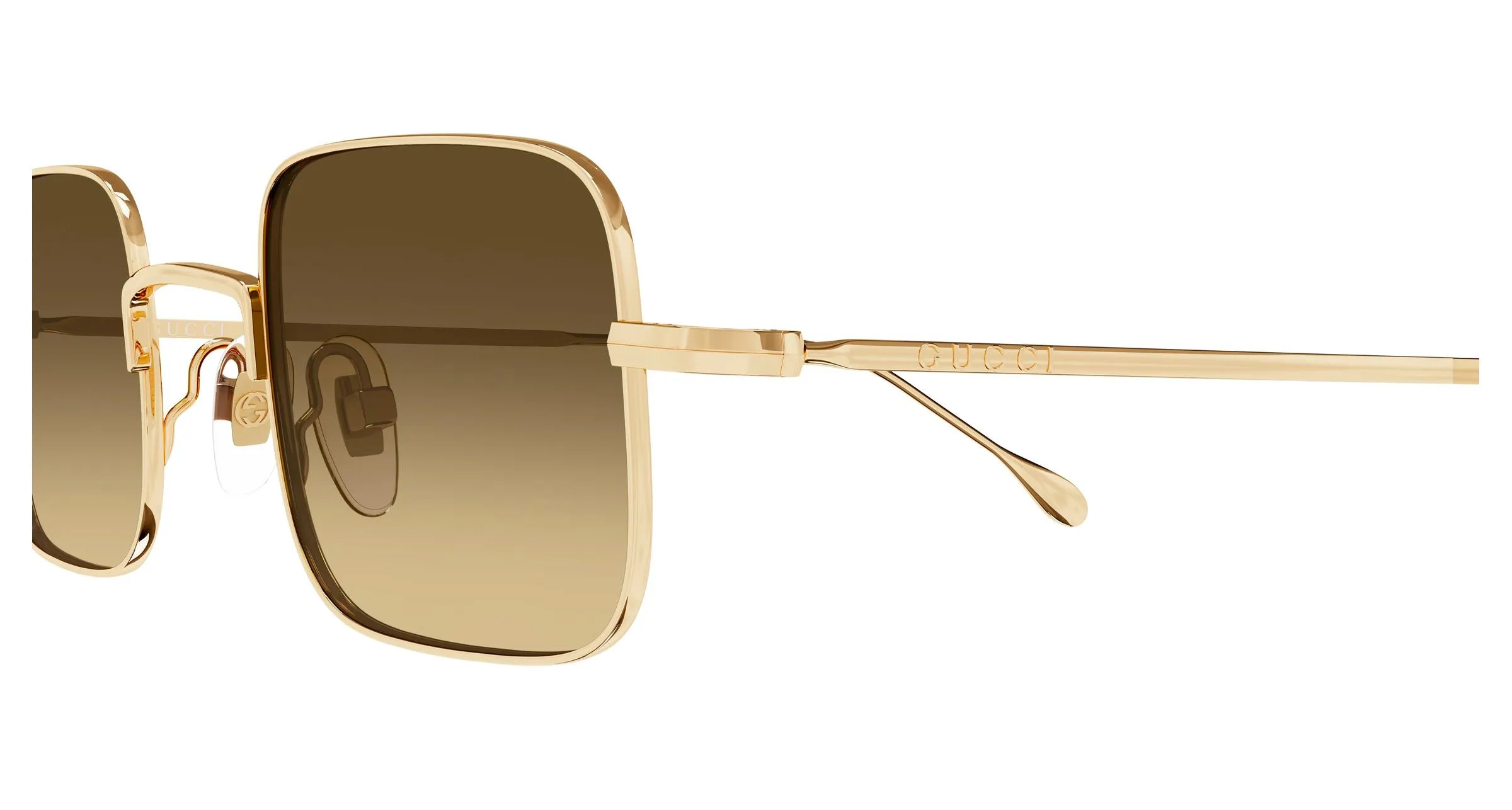 Gucci GG1813S 009 Occhiali da sole Metallo Oro Marrone Squadrata - immagine 3