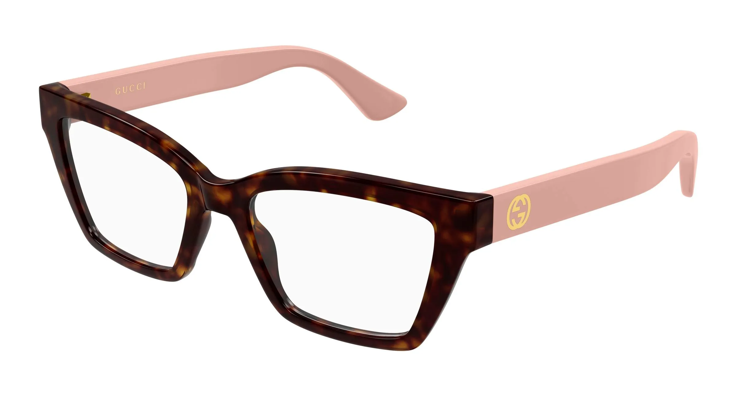 Gucci GG1715O 017 Montature da vista Iniettato Havana Trasparente Cat Eye - immagine 1