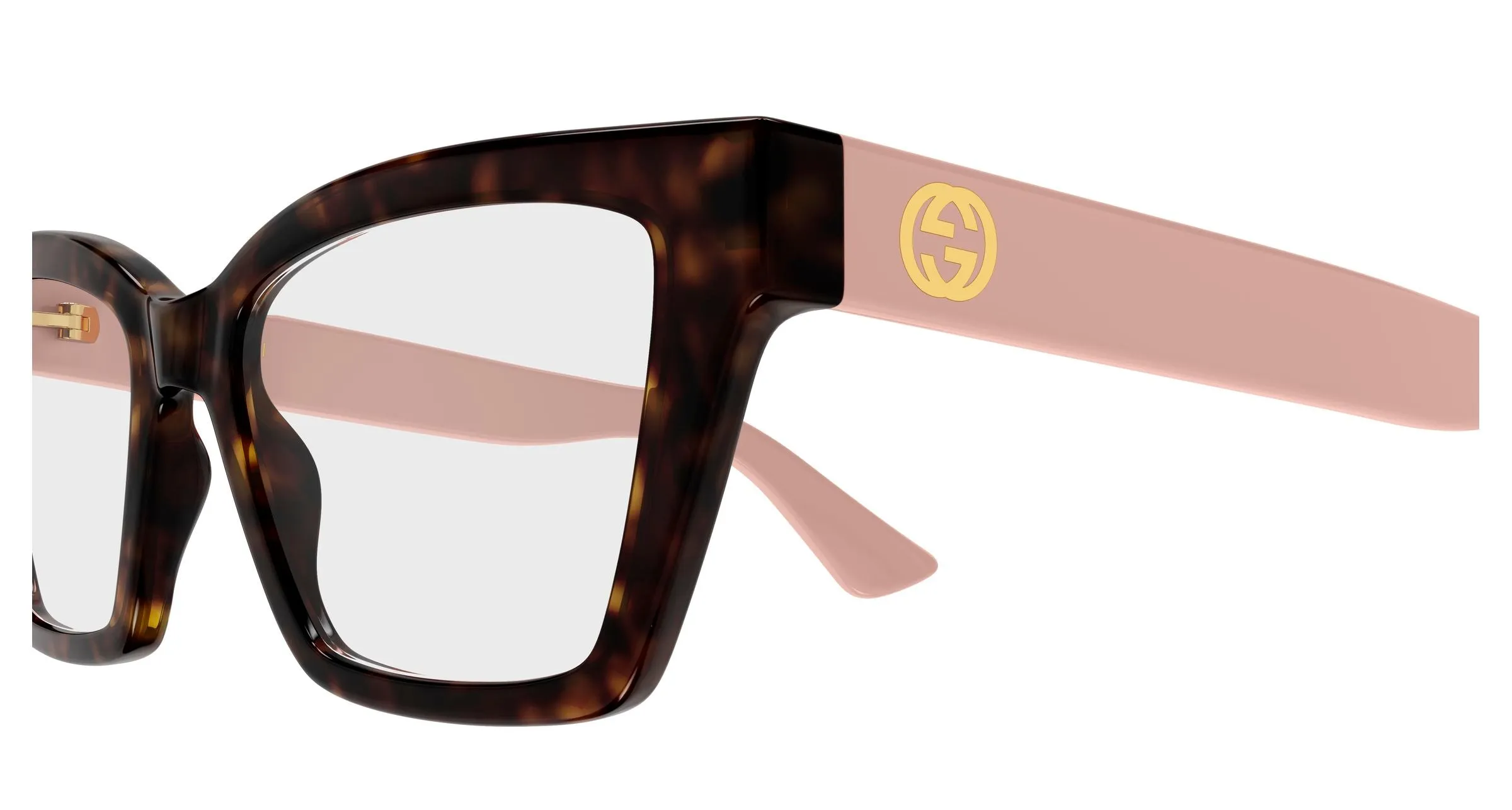 Gucci GG1715O 017 Montature da vista Iniettato Havana Trasparente Cat Eye - immagine 3