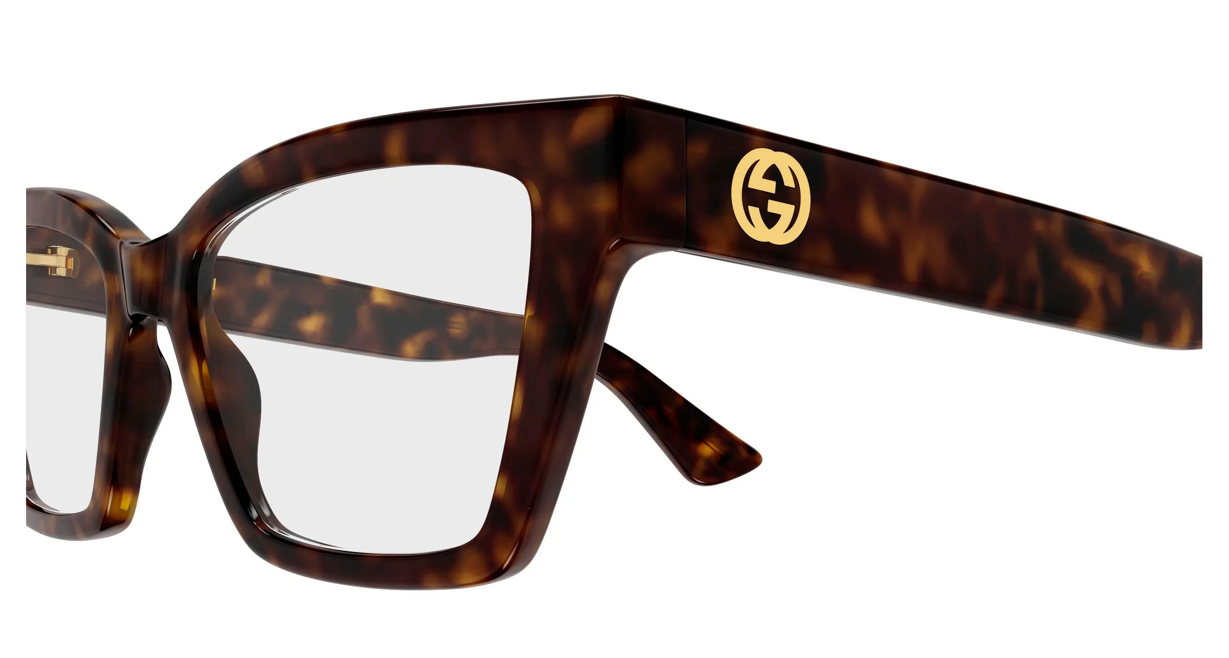 Gucci GG1715O 015 Montature da vista Iniettato Havana Trasparente Cat Eye - immagine 3