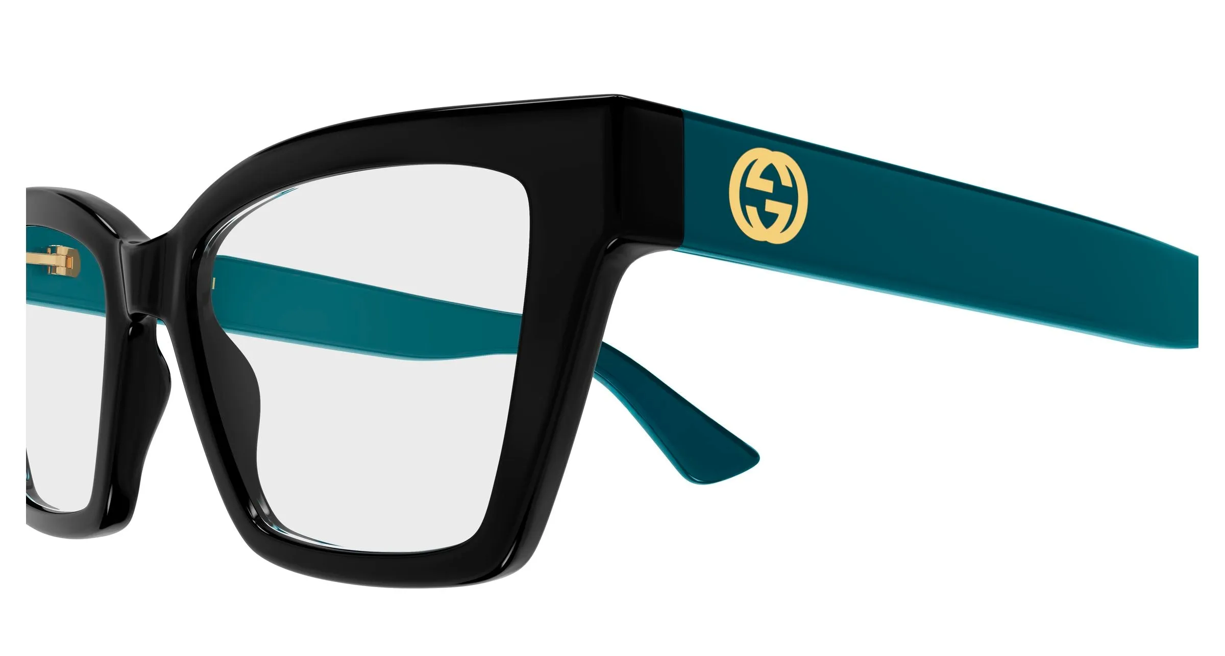 Gucci GG1715O 010 Montature da vista Iniettato Nero Trasparente Cat Eye - immagine 3