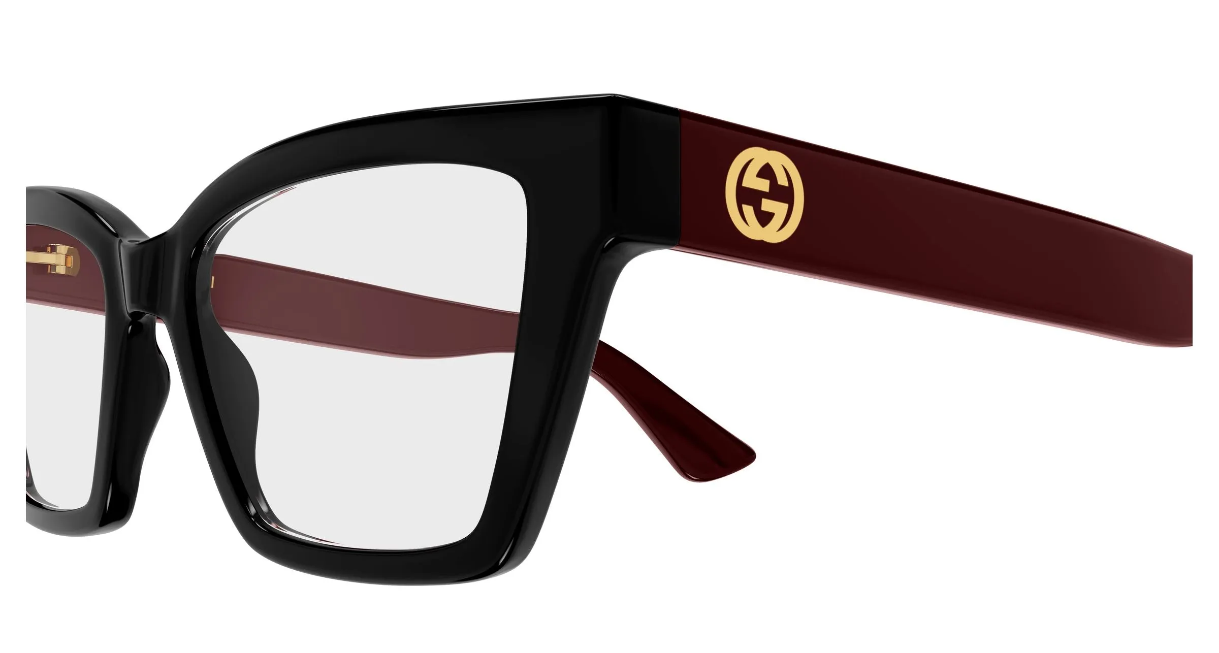 Gucci GG1715O 008 Montature da vista Iniettato Nero Trasparente Cat Eye - immagine 3
