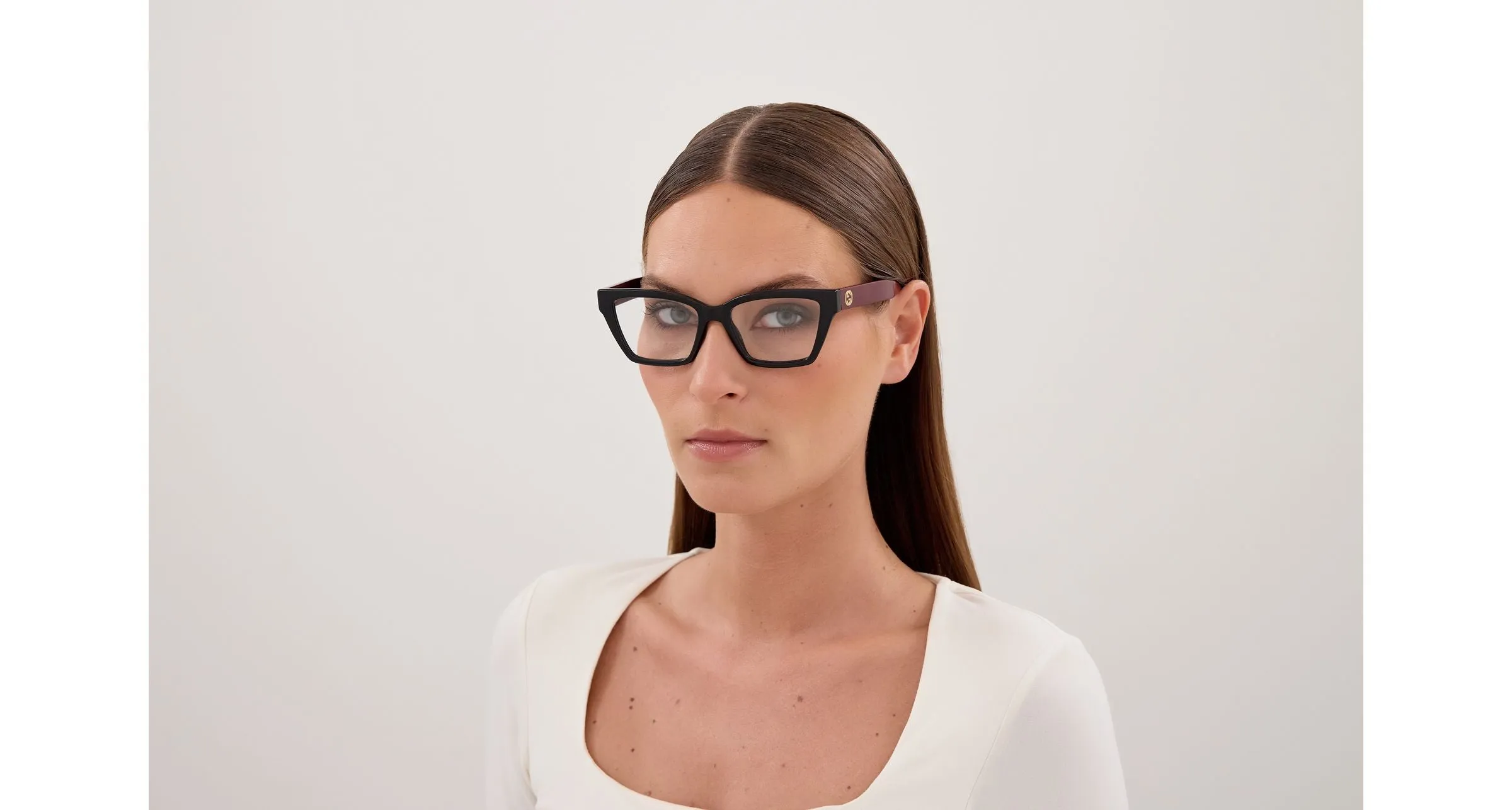 Gucci GG1715O 008 Montature da vista Iniettato Nero Trasparente Cat Eye - immagine 4