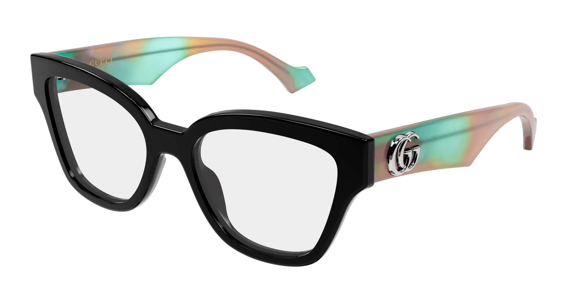 Gucci GG1424O 018 Montature da vista Acetato Nero Trasparente Rotonda - immagine 1