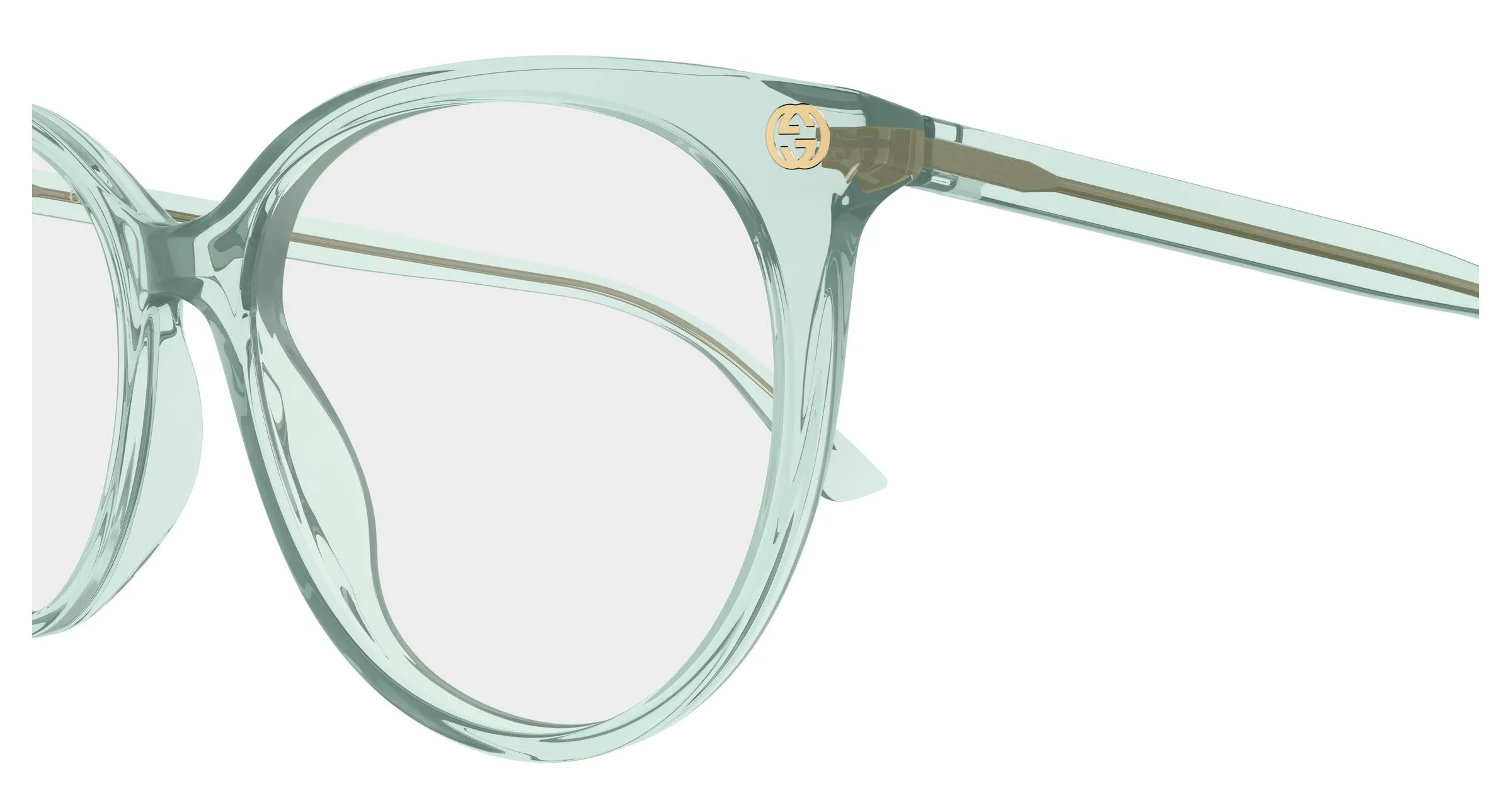 Gucci GG0093O 011 Montature da vista Acetato Verde Trasparente Rotonda - immagine 3