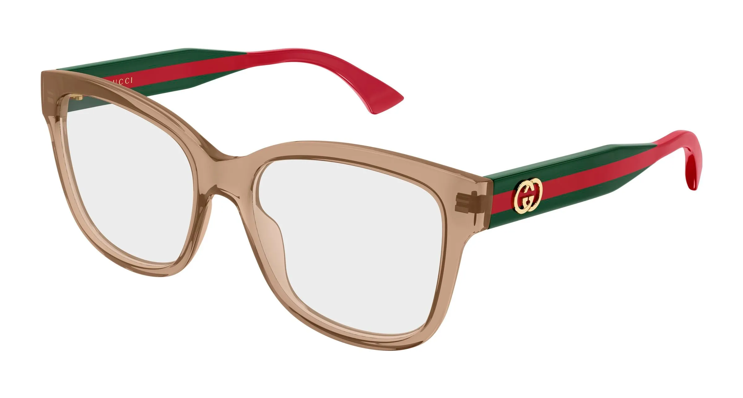 Gucci GG0038ONN 005 Montature da vista Acetato Marrone Trasparente Farfalla - immagine 1