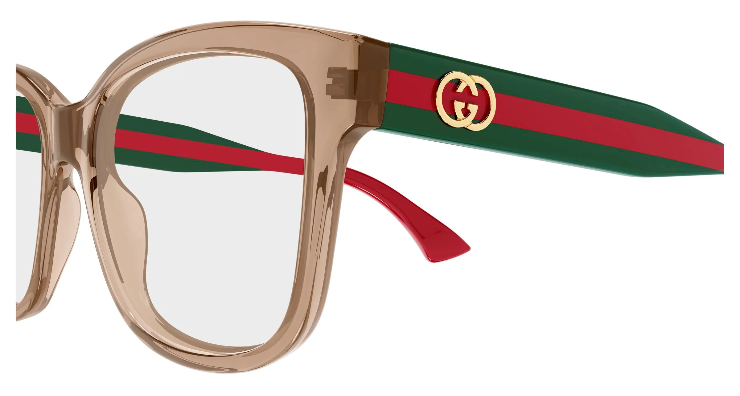 Gucci GG0038ONN 005 Montature da vista Acetato Marrone Trasparente Farfalla - immagine 3