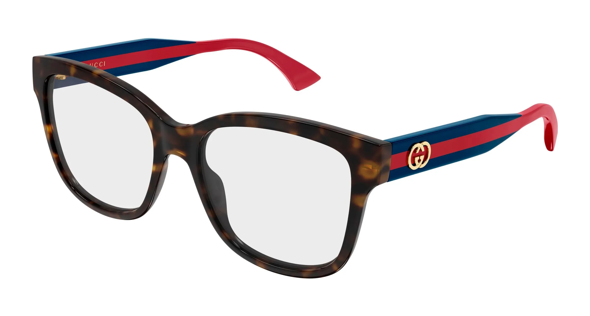 Gucci GG0038ONN 003 Montature da vista Acetato Havana Trasparente Farfalla - immagine 1